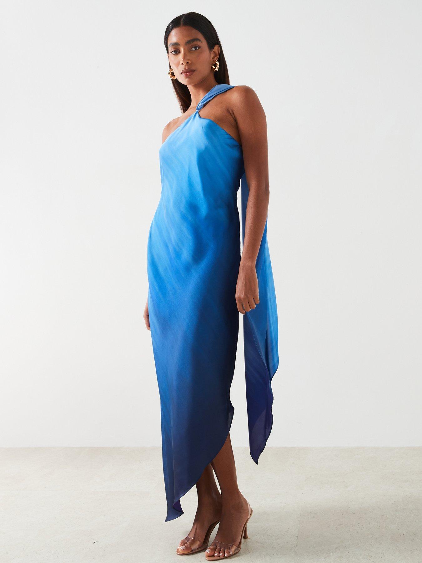 blue dress mango Jet Stream UPF50 Cap Sleeve Shift Dress