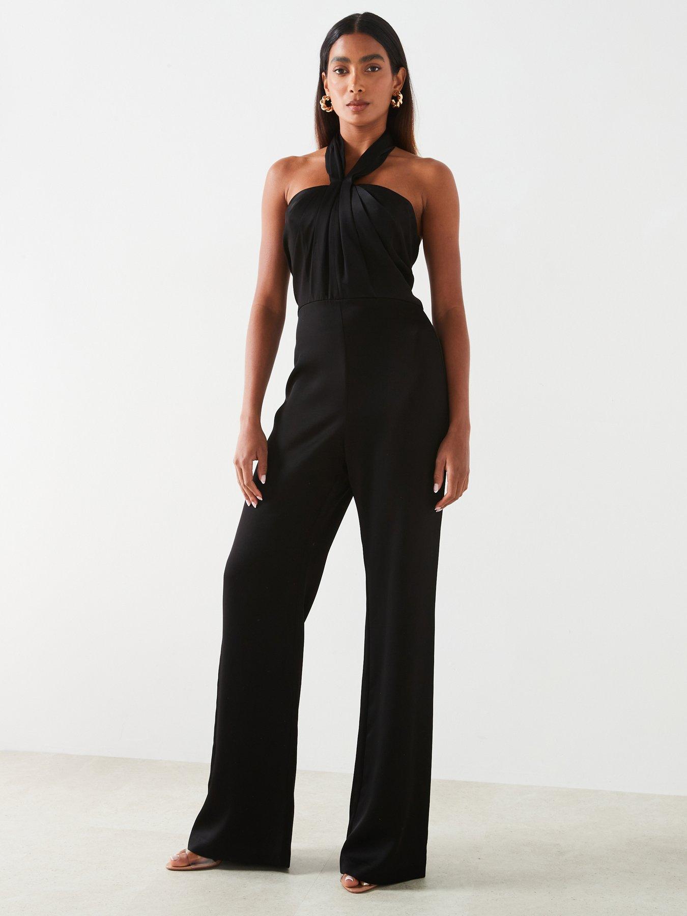 undefined Halter Neck Jumpsuit - Black