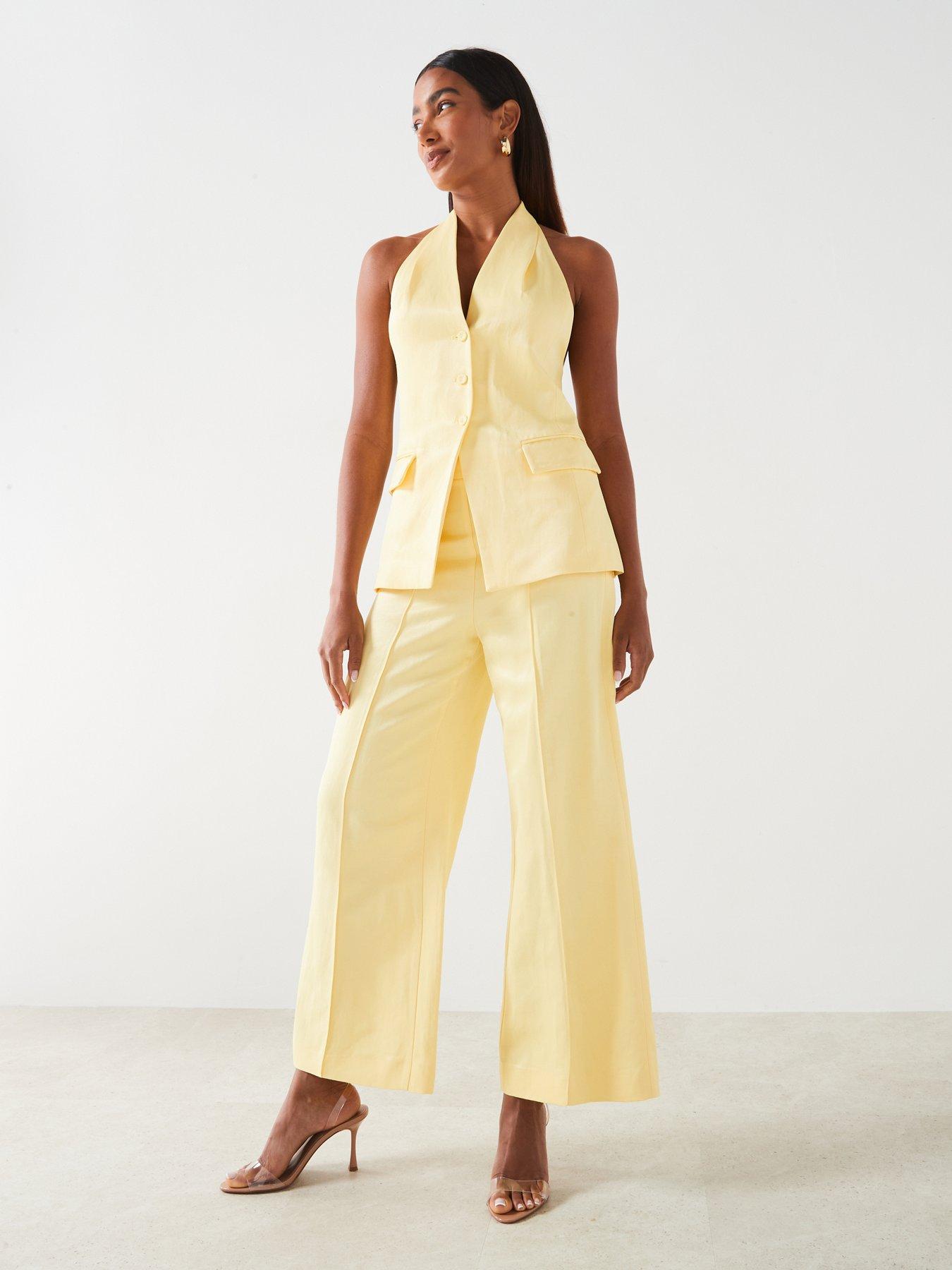  image of mango-halternbspneck-button-frontnbspwaistcoat-yellow