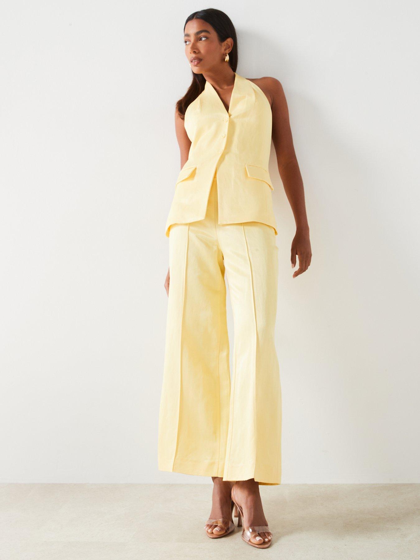  image of mango-halternbspneck-button-frontnbspwaistcoat-yellow
