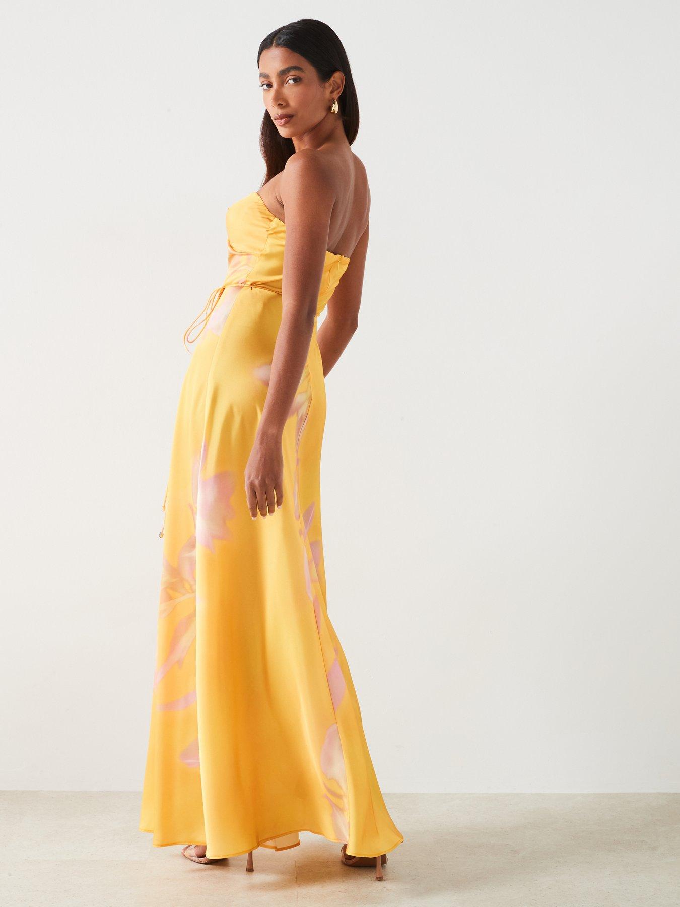 mango yellow satin dress Mango Floral Print Satin Maxi Dress - Yellow