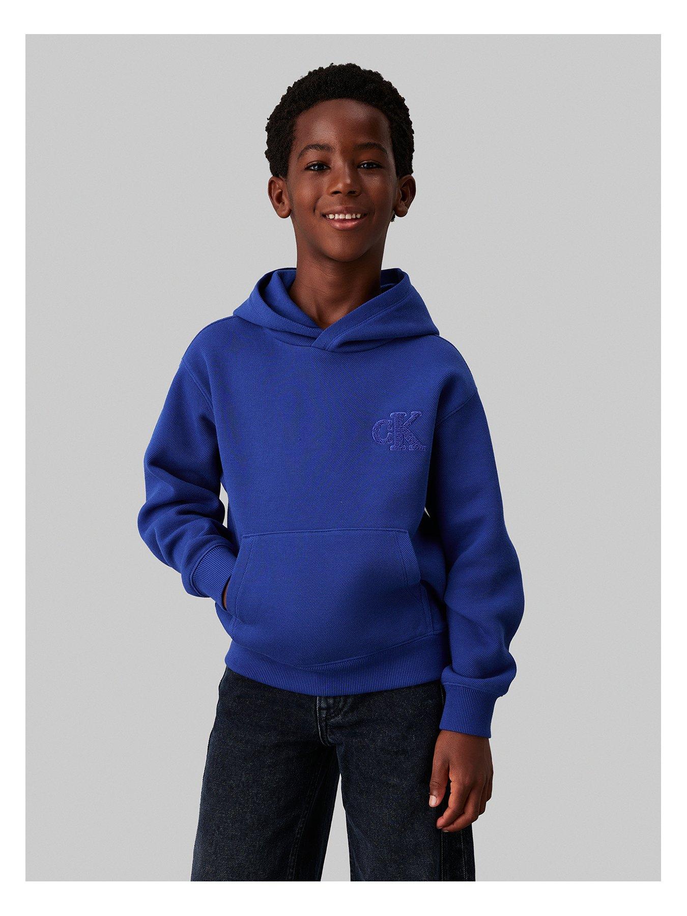 undefined Boys Bonded Pique Mono Hoodie - Blue