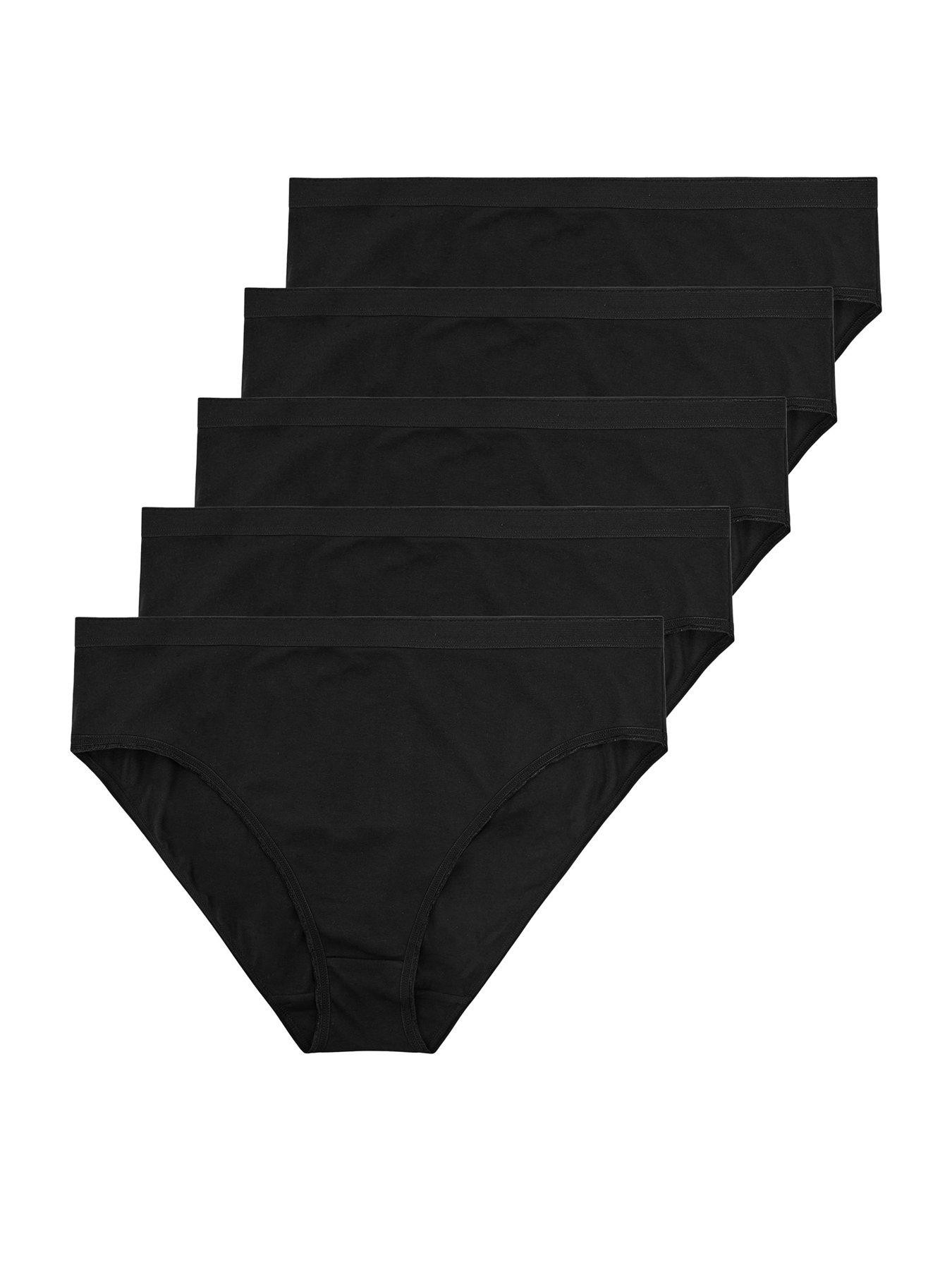 Image 4 of 4 of Yours Curve 5 Pack Stretch Hi Leg Brief - Black