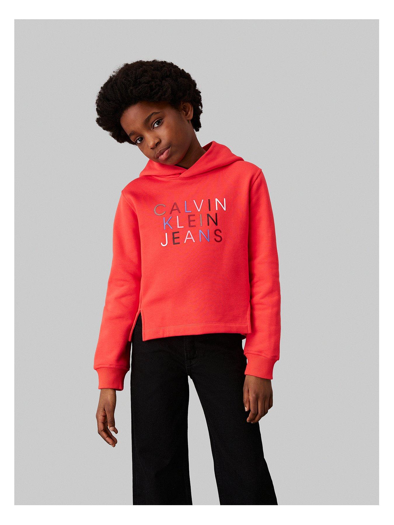 undefined Girls Colour Logo Fleece Hoodie - Red