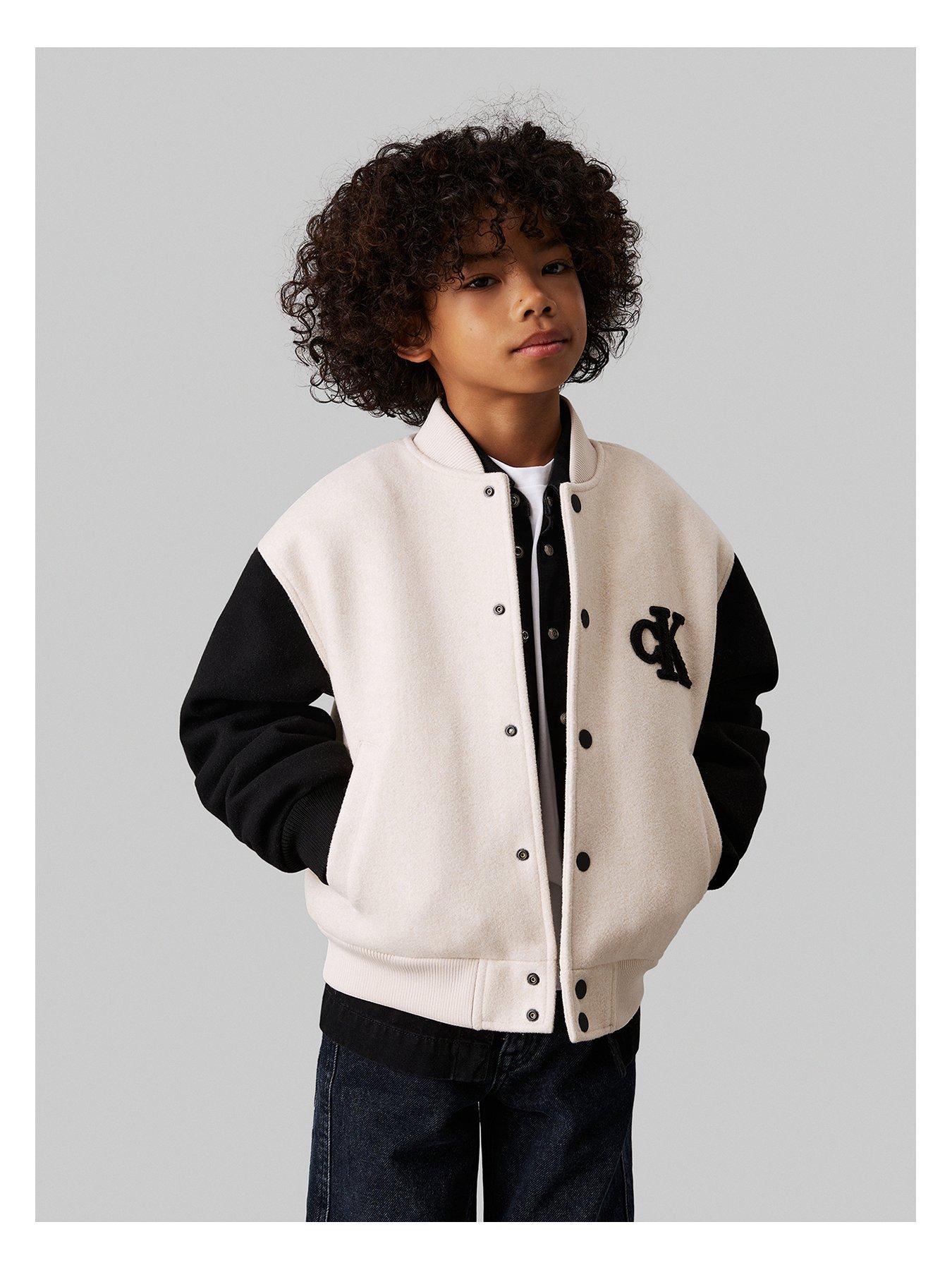 Calvin Klein Jeans Boys Heather Varsity Jacket Cream littlewoods