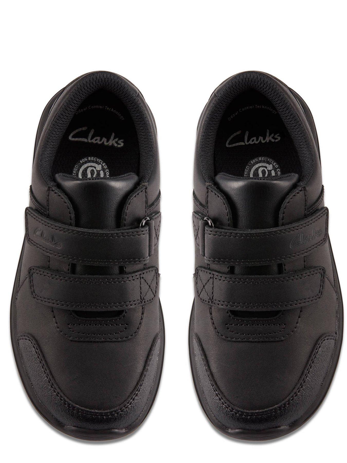  image of clarks-kids-daze-step-double-strap-leather-shoe-black