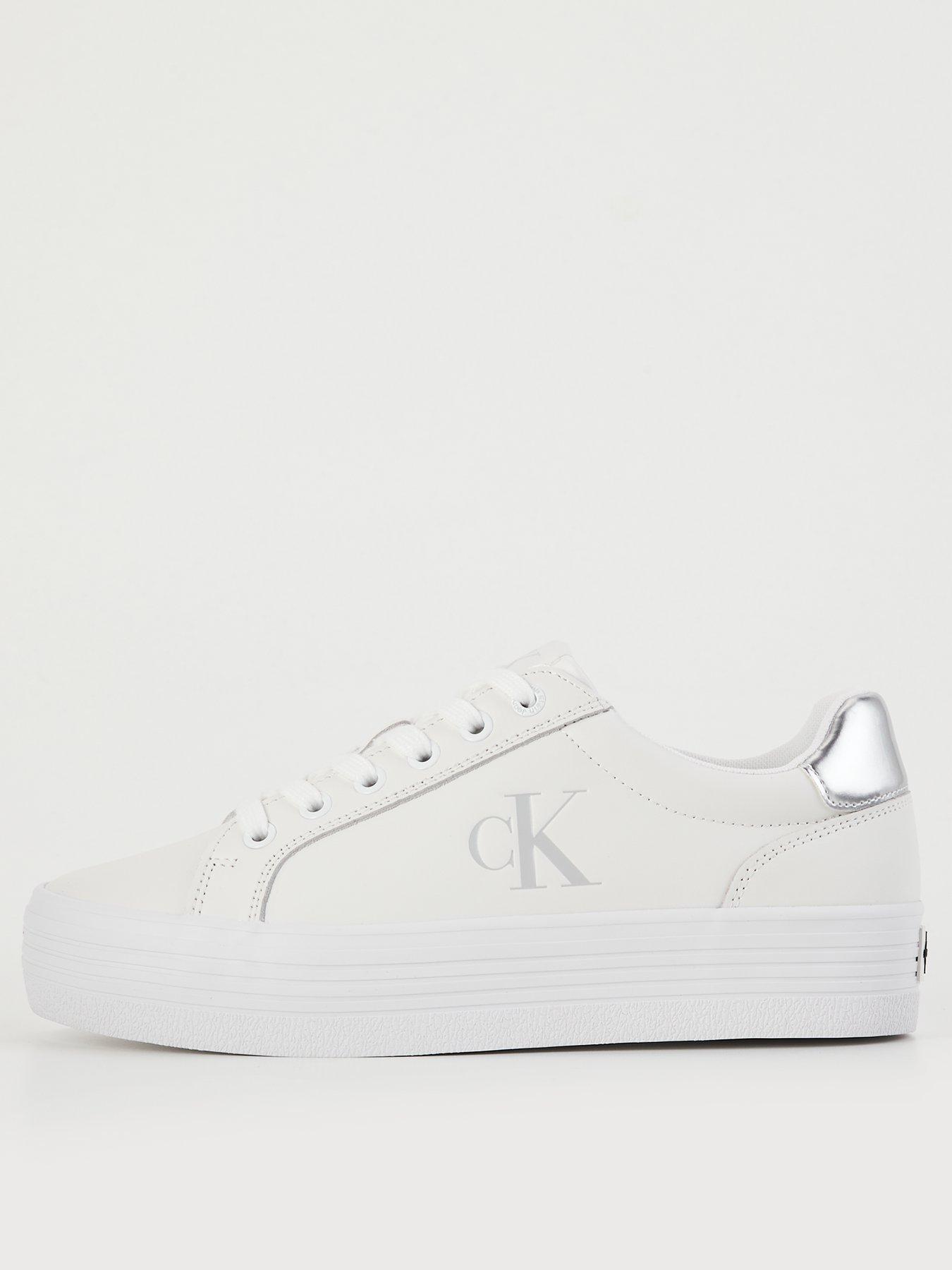 undefined Flatform Lace Up Leather Trainer - White