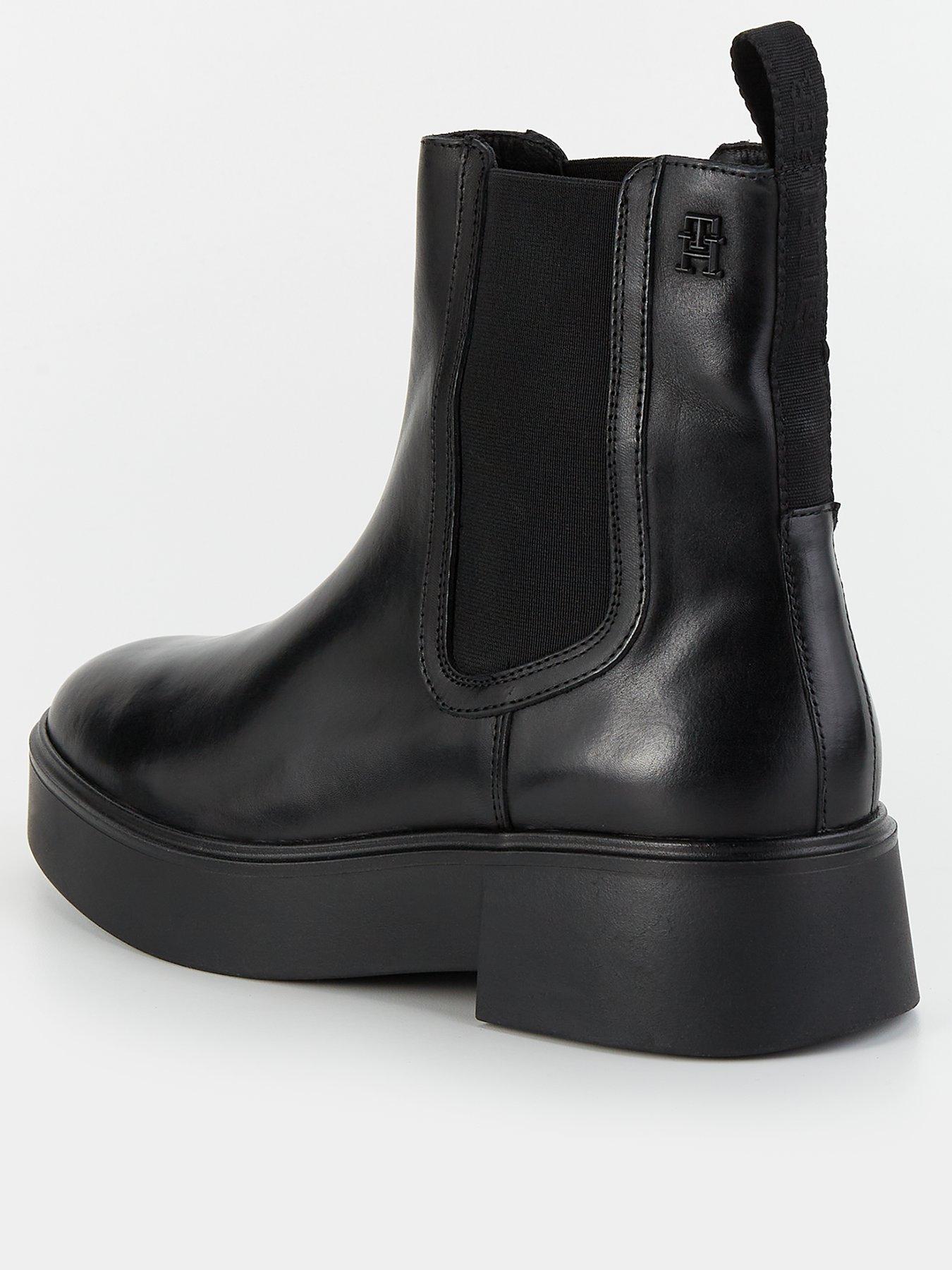 image of tommy-hilfiger-leather-ankle-chelsea-boots-black