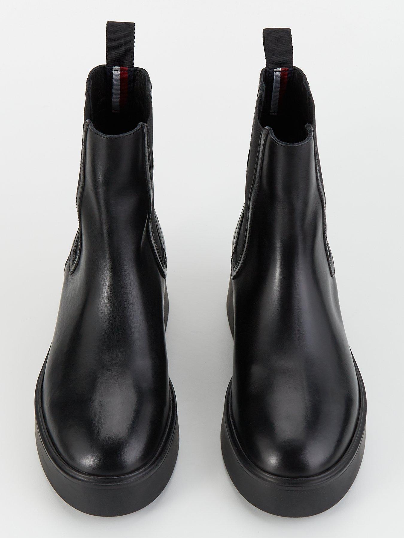  image of tommy-hilfiger-leather-ankle-chelsea-boots-black