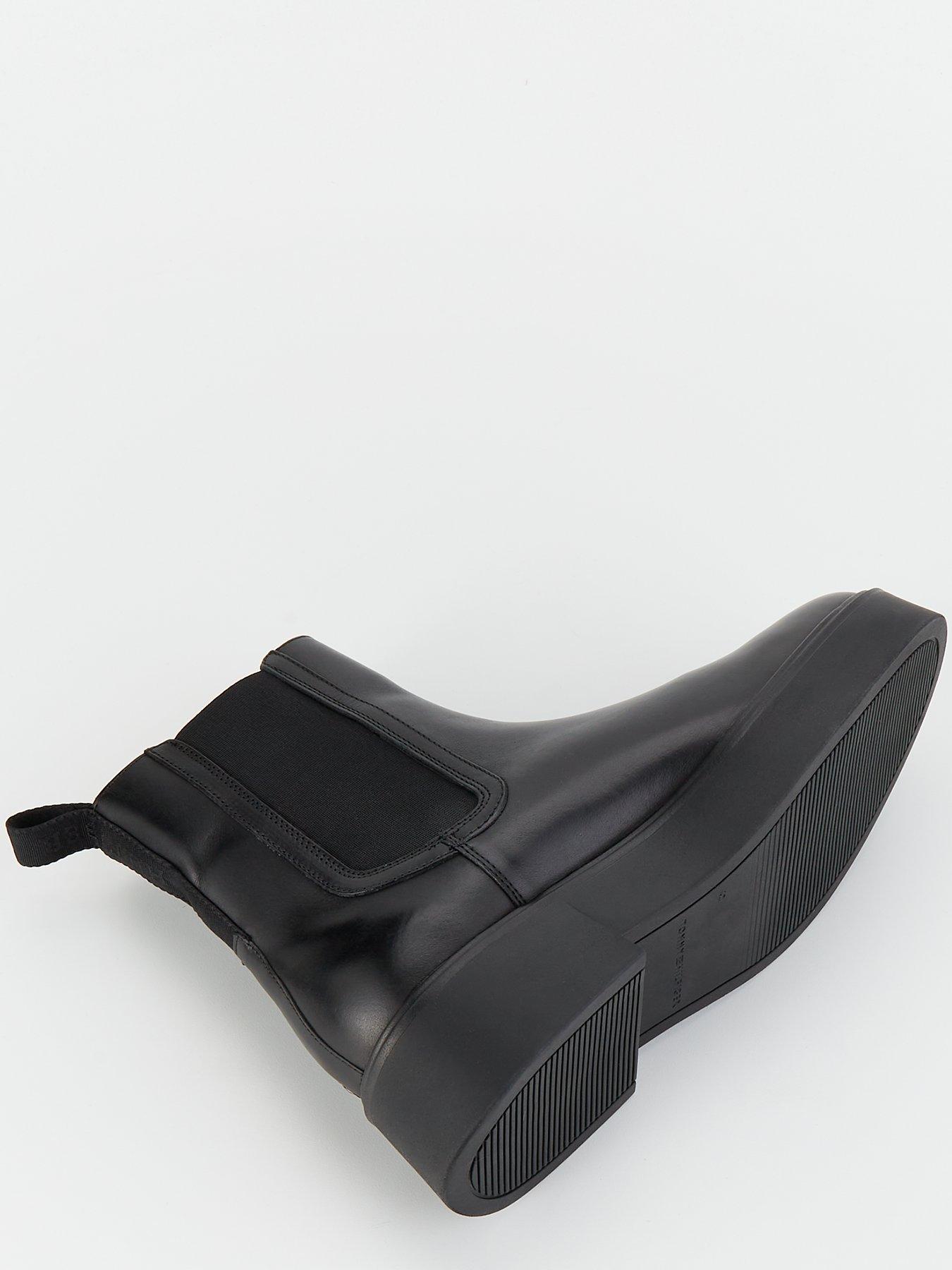  image of tommy-hilfiger-leather-ankle-chelsea-boots-black