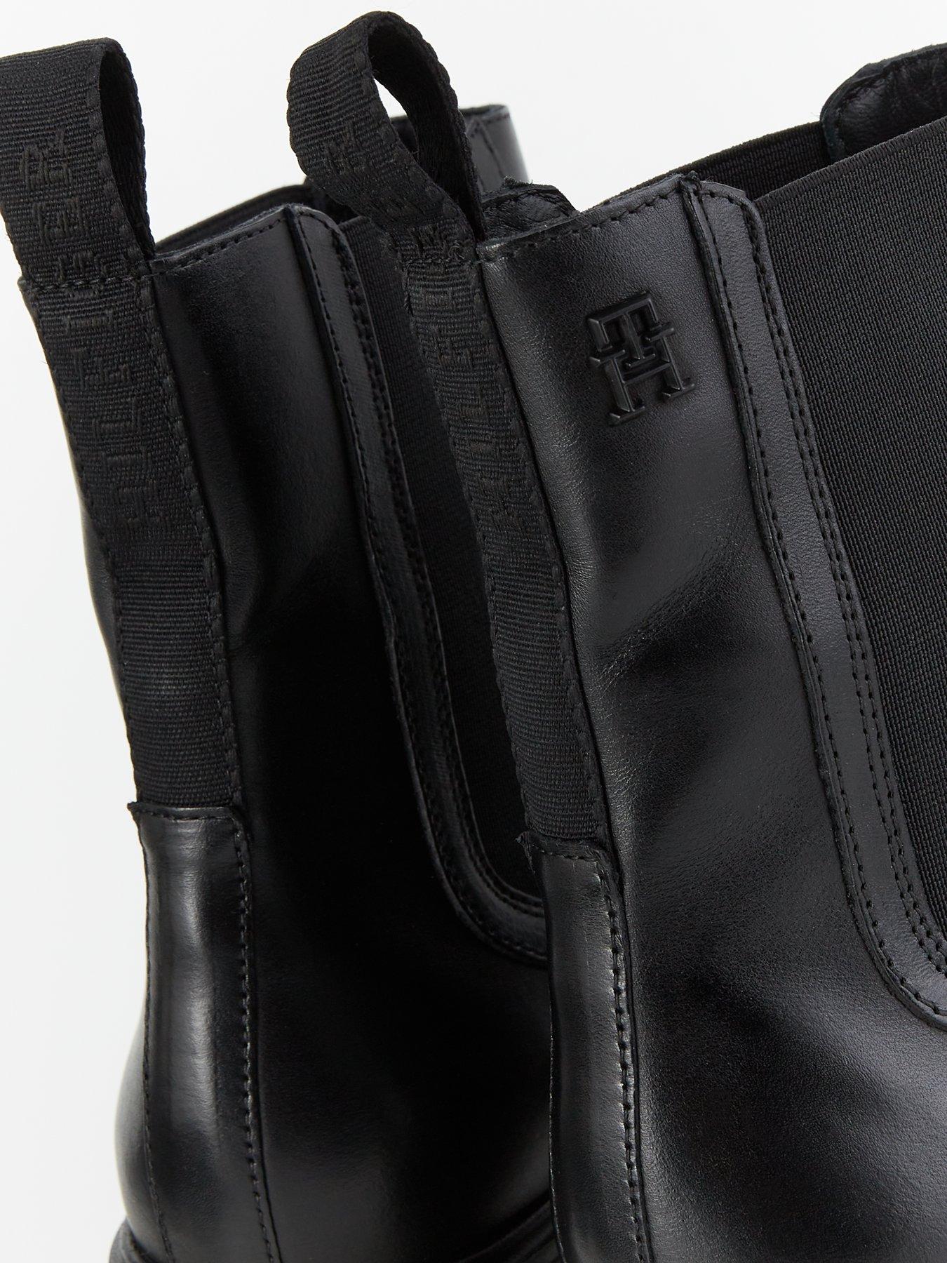  image of tommy-hilfiger-leather-ankle-chelsea-boots-black