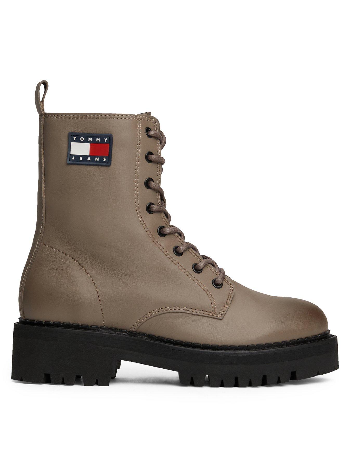 undefined Logo Lace Up Boots - Brown