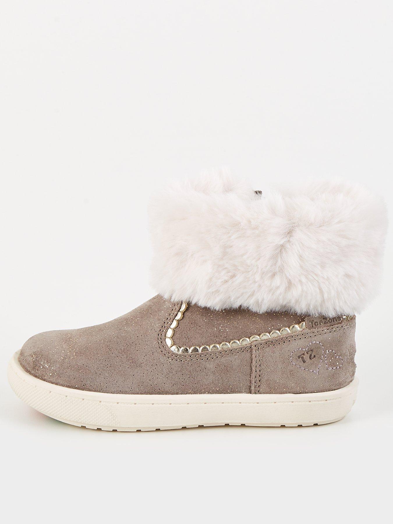undefined Toezone Pre Walker Real Suede Faux Fur Collar Boot