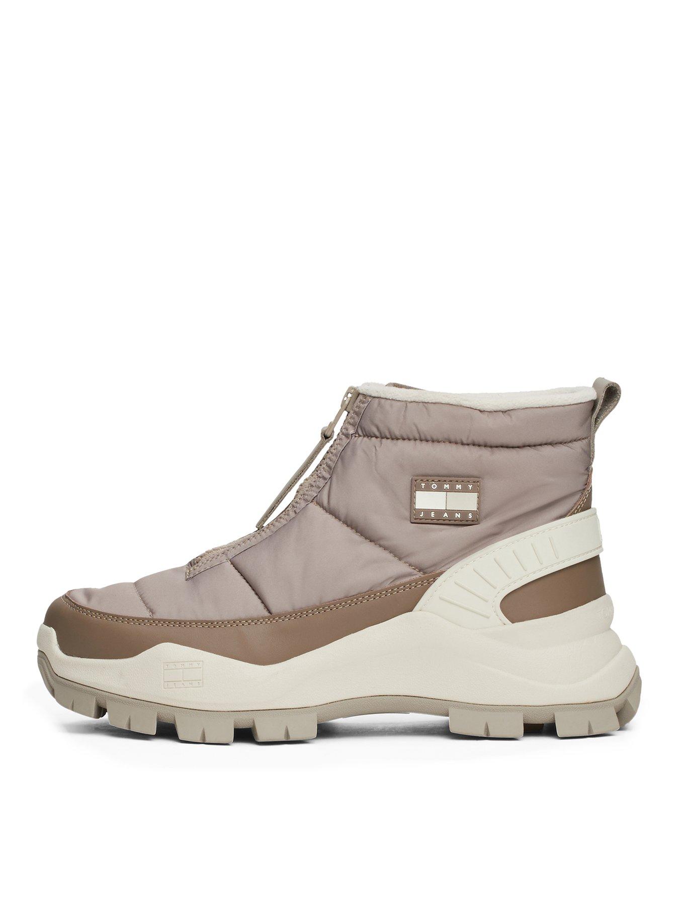 undefined Zip Front Chunky Boots - Beige