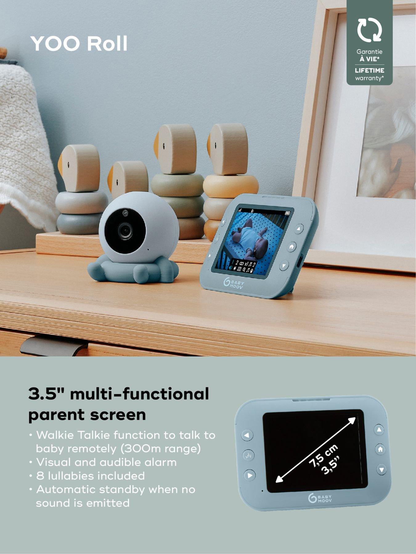 Image 1 of 7 of Babymoov Yoo Roll Wire-Free 3.5" Video Baby Monitor- Blue