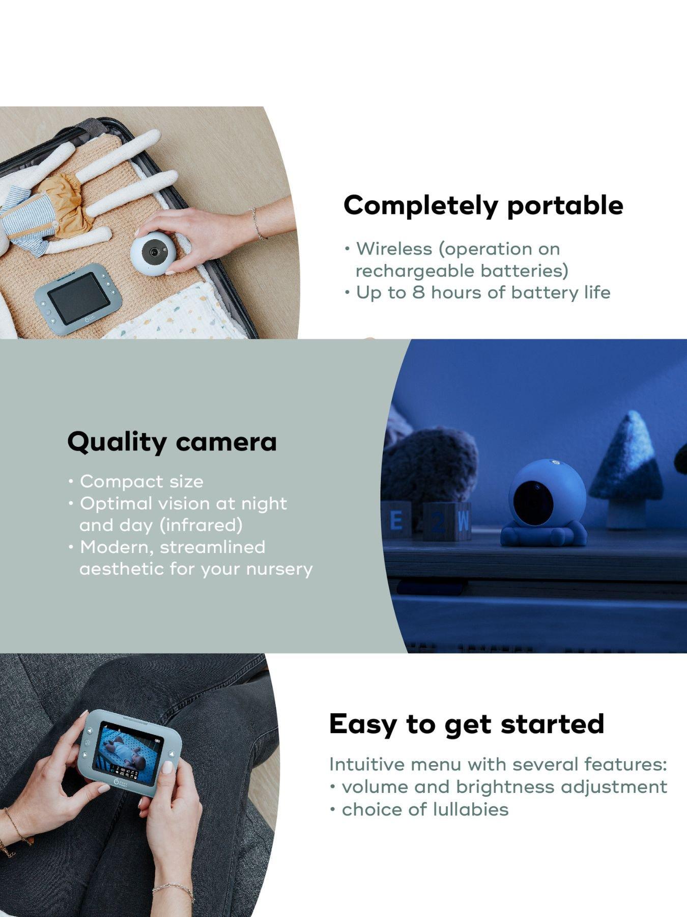 Image 5 of 7 of Babymoov Yoo Roll Wire-Free 3.5" Video Baby Monitor- Blue