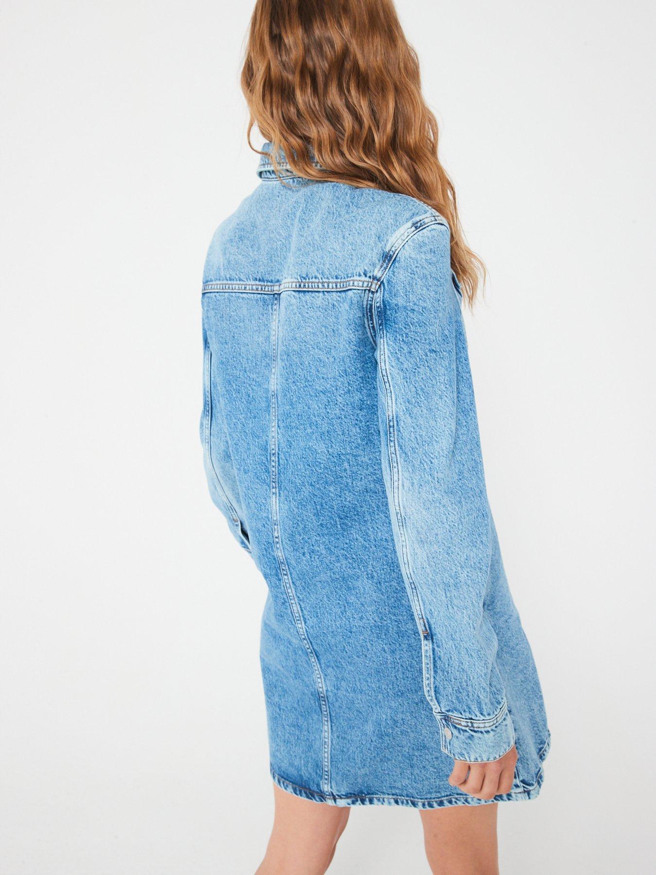  image of tommy-jeans-denim-mini-dress-blue