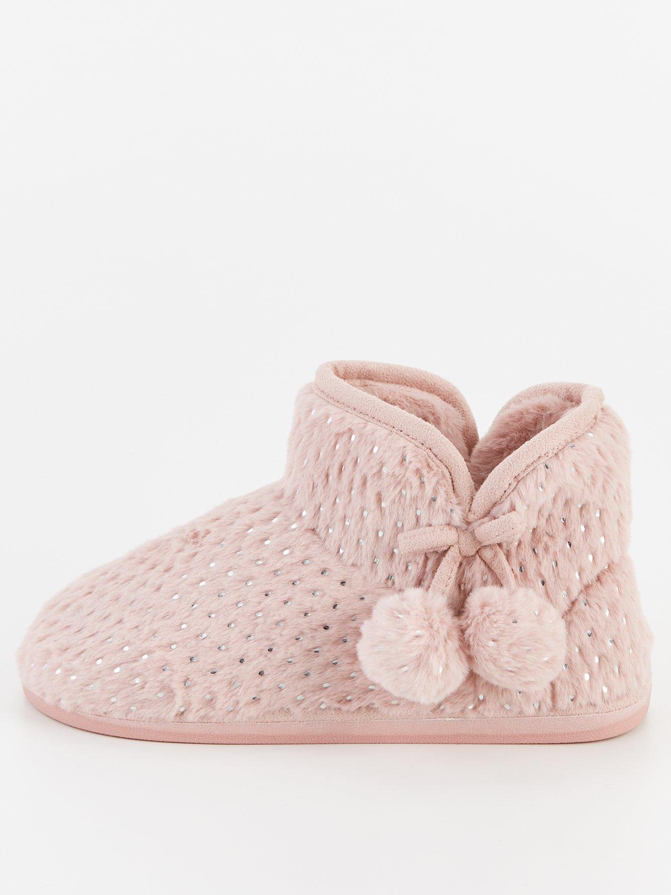  image of everyday-textured-slipper-boot-with-poms-pink