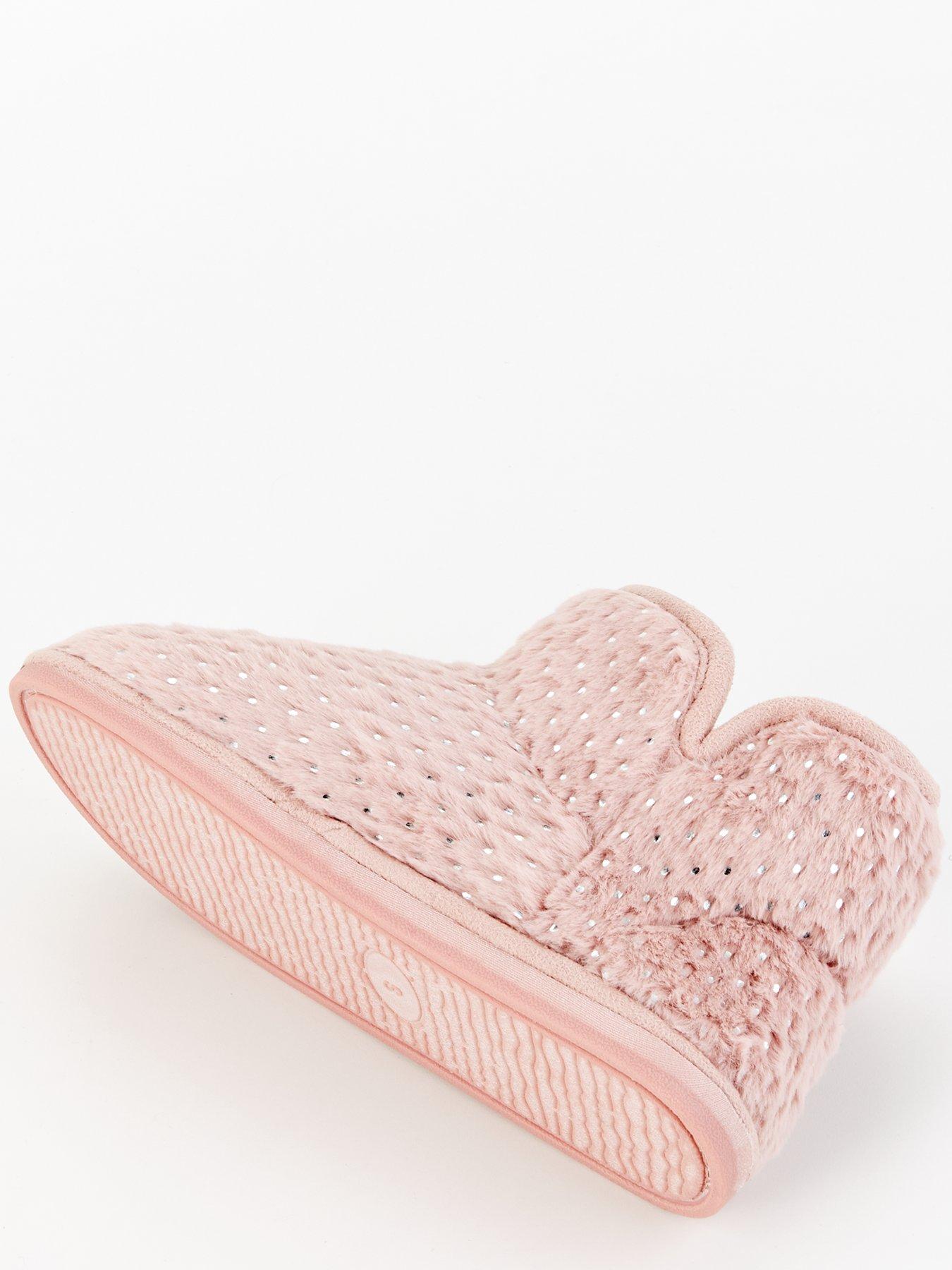  image of everyday-textured-slipper-boot-with-poms-pink