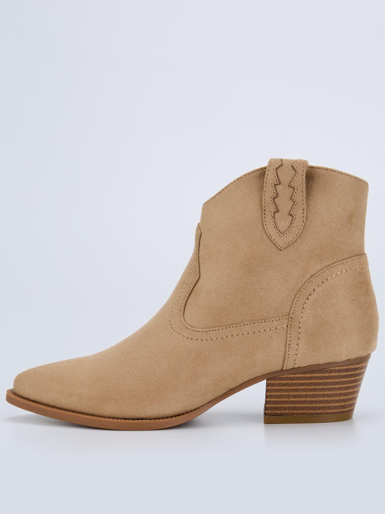 undefined Western Ankle Boot - Taupe