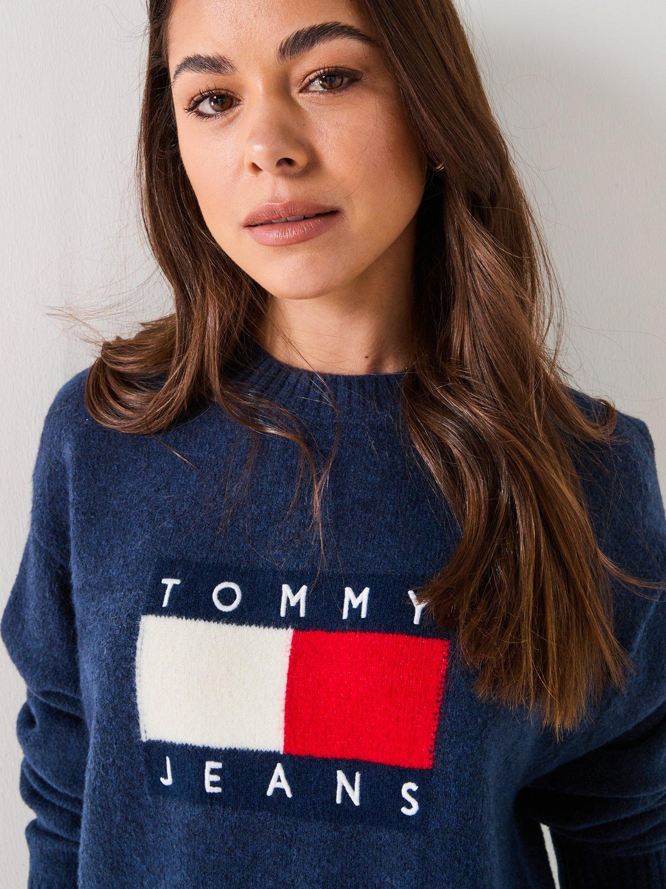  image of tommy-jeans-flag-logo-jumper-dress-navy