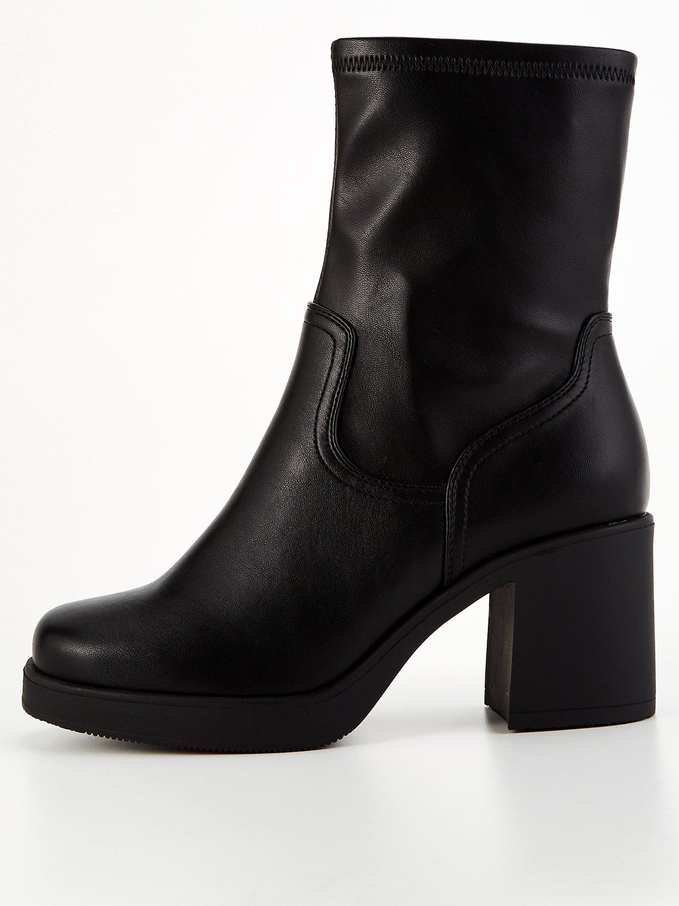 Everyday Wide Fit Block Heel Slouch Calf Boot Black littlewoods