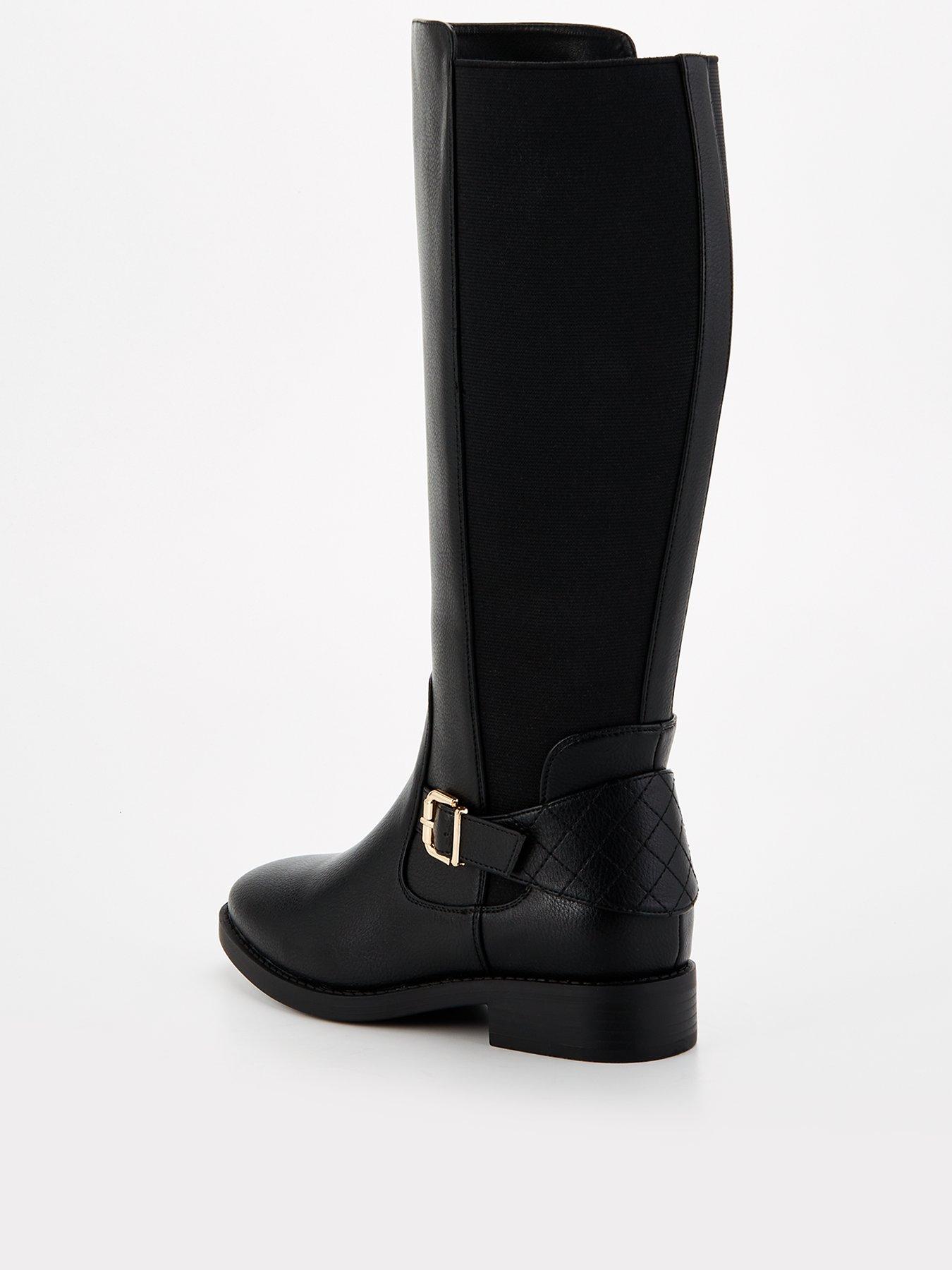 Perry Wide Calf Boots With Stretch Panel Wide Calf Boots The Viona