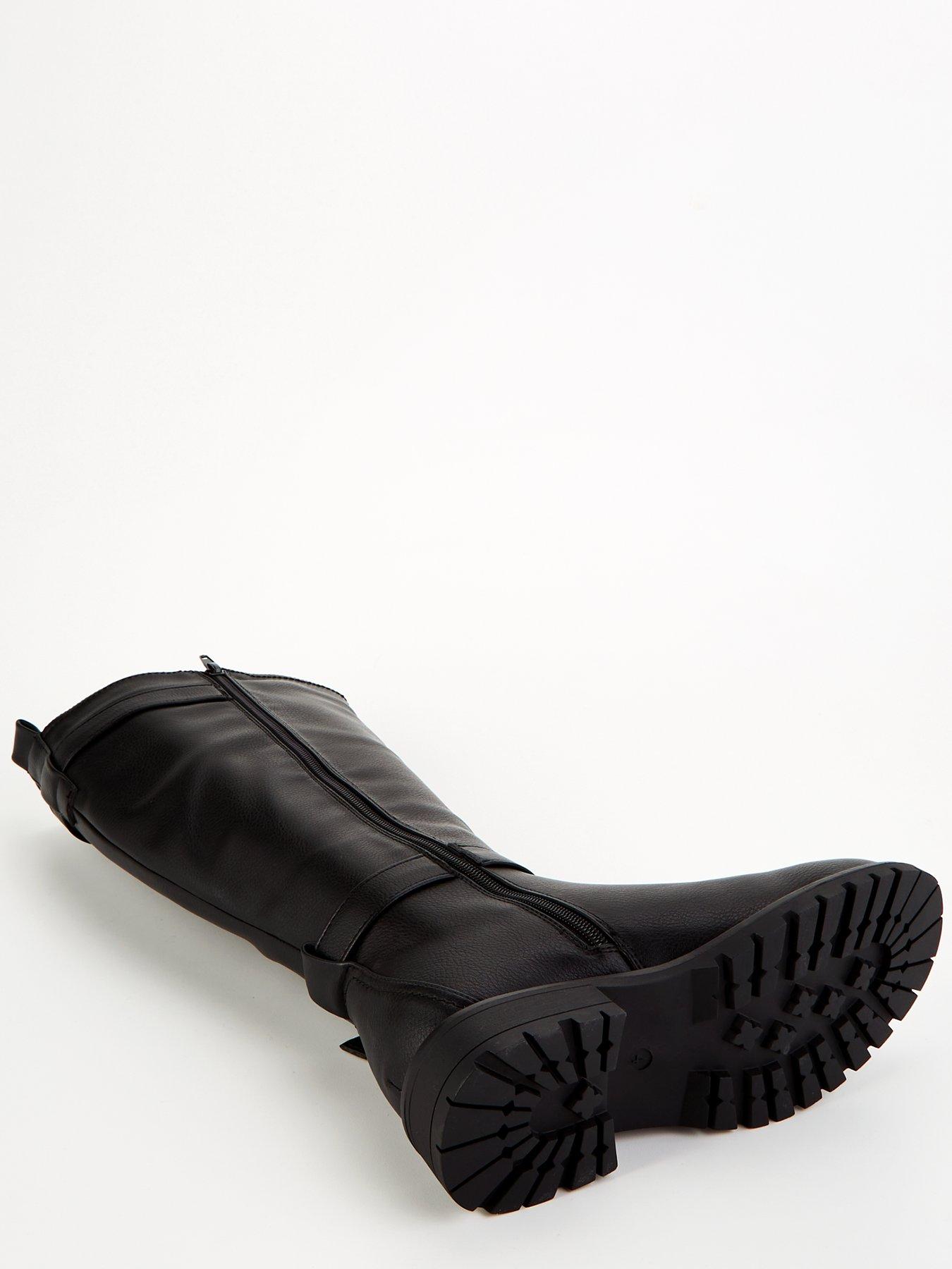 Image 5 of 7 of Everyday Wide Fit Buckle Knee Boot with Wider Fitting Calf - Black