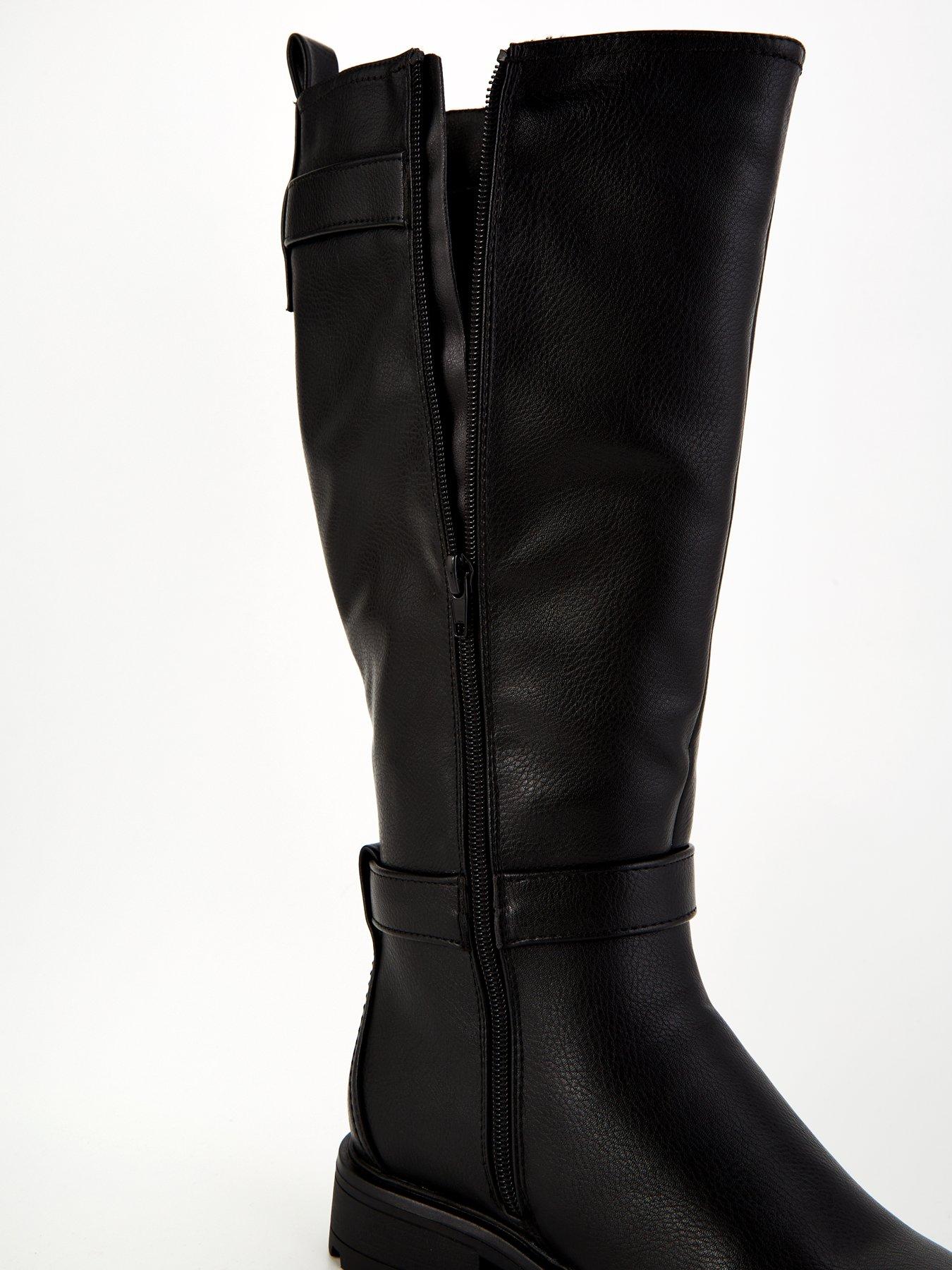 Image 7 of 7 of Everyday Wide Fit Buckle Knee Boot with Wider Fitting Calf - Black