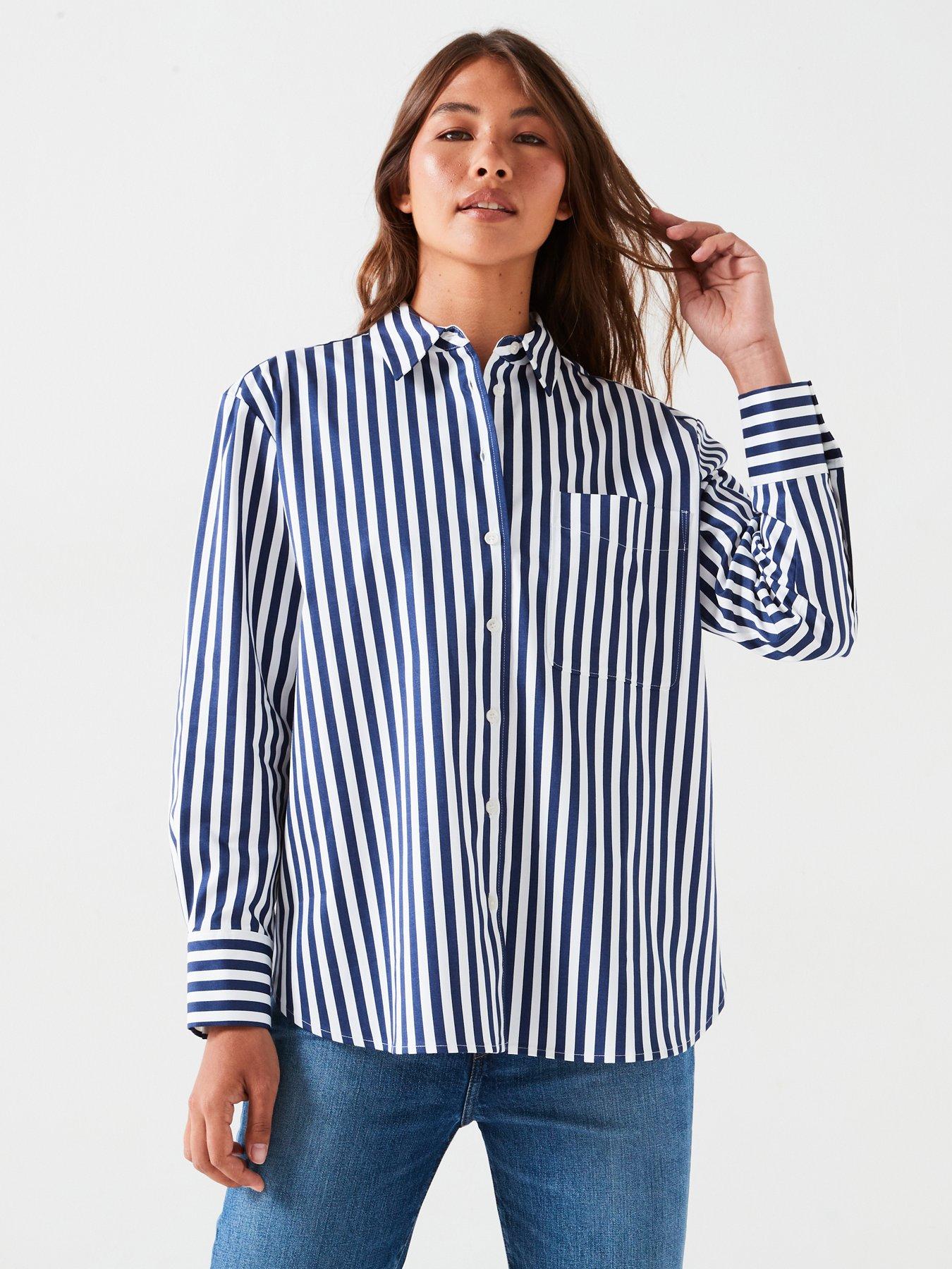 undefined Relaxed Stripe Shirt - Navy