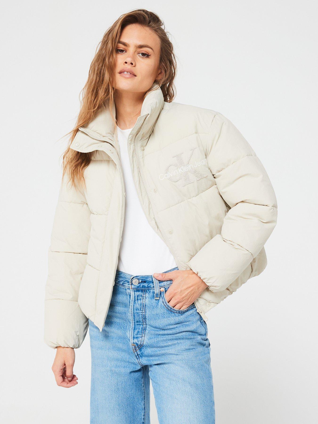 undefined Chenille Monologo Padded Jacket - Cream