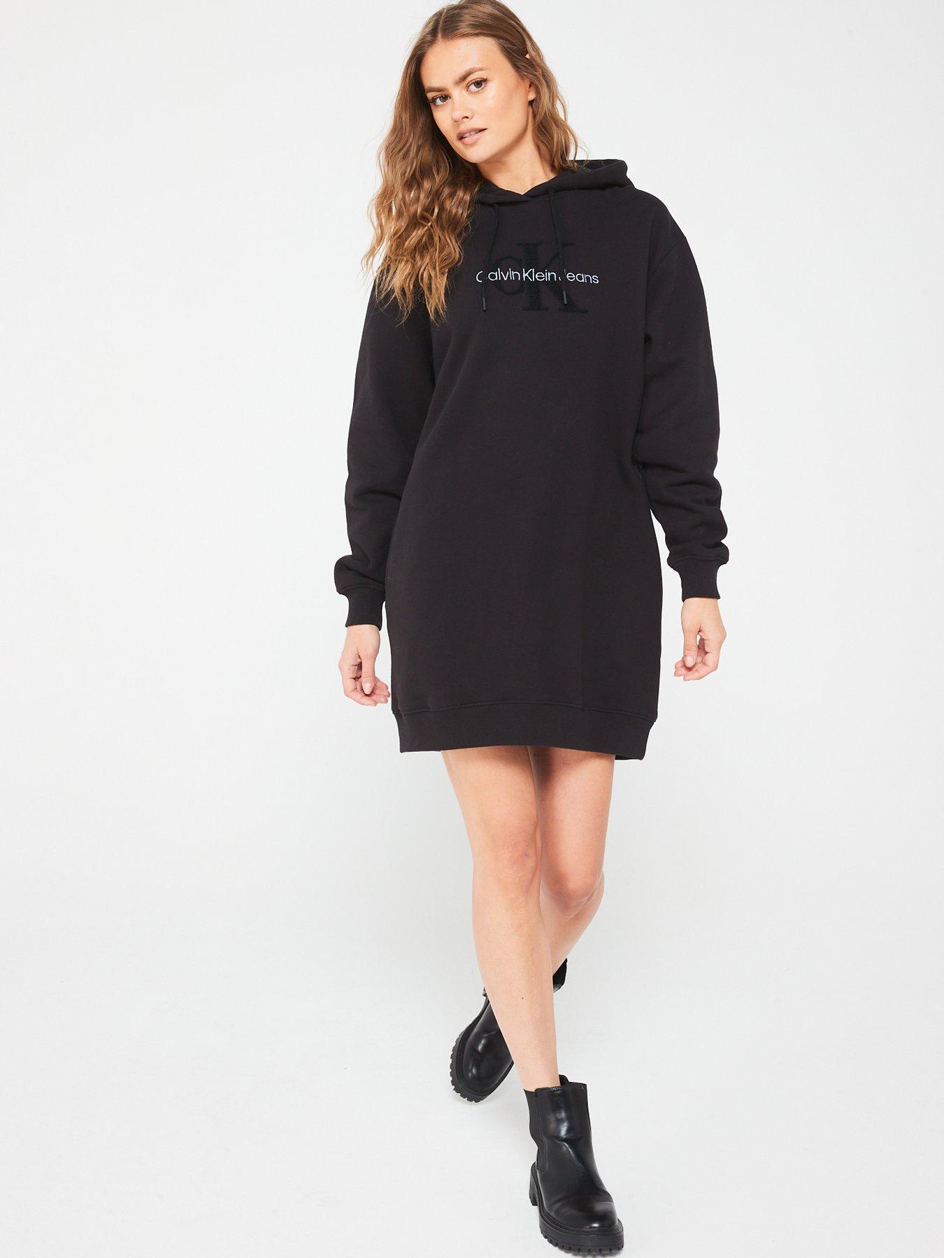undefined Chenille Monologo Mini Hoodie Dress - Black