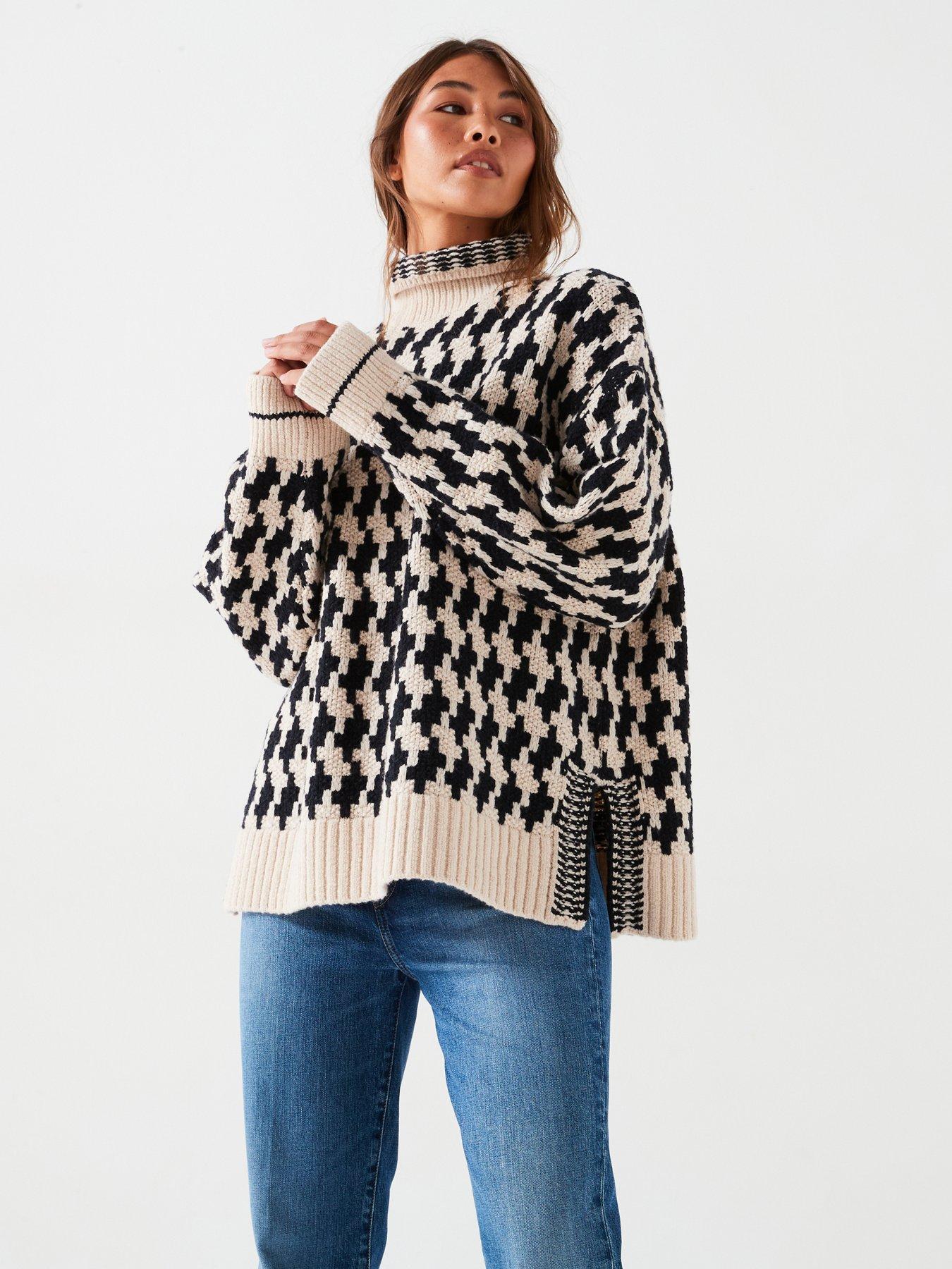 Image 1 of 6 of Tommy Hilfiger Houndstooth Mockneck Jumper - Multi