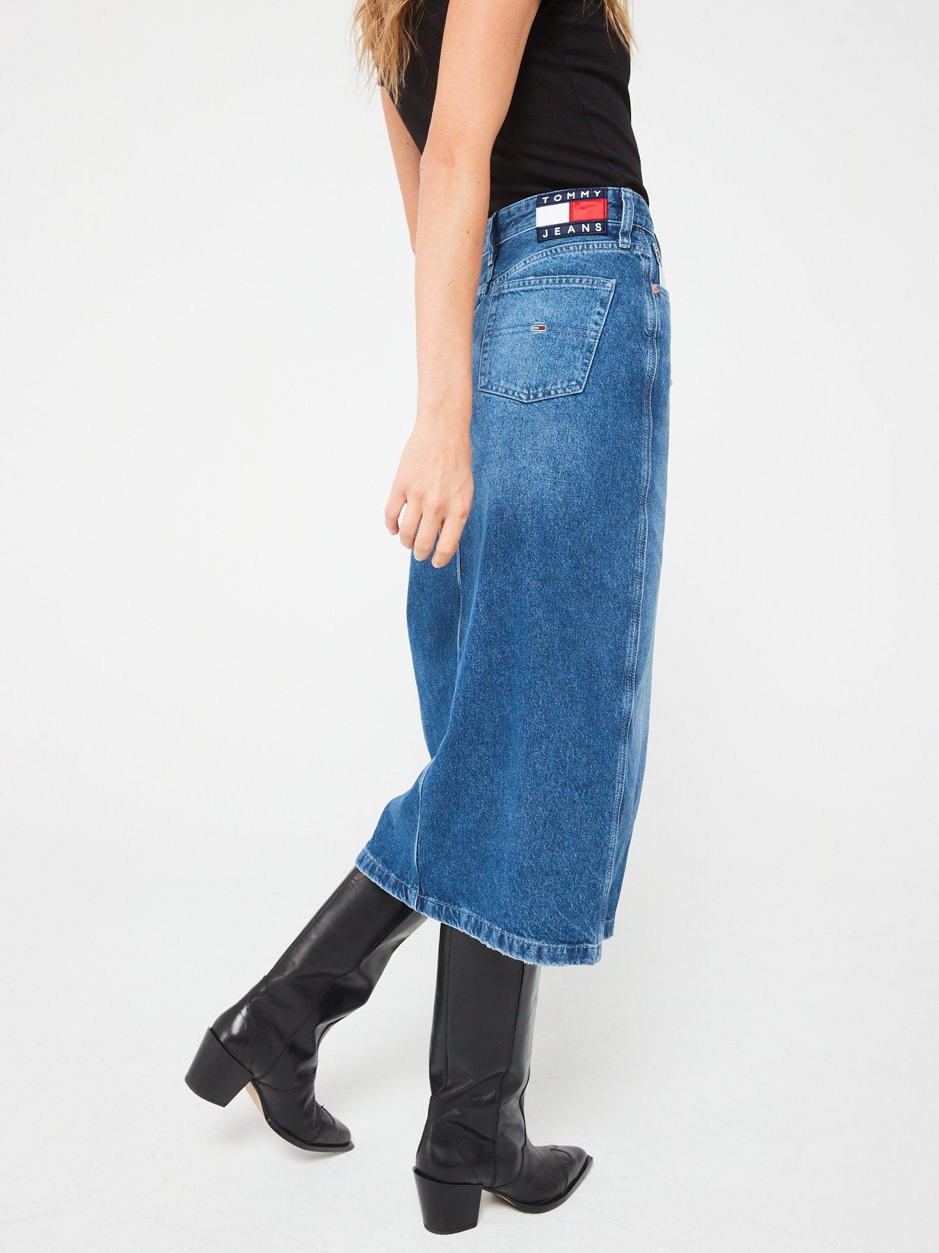 Image 4 of 4 of Tommy Jeans Denim Midi Skirt - Blue