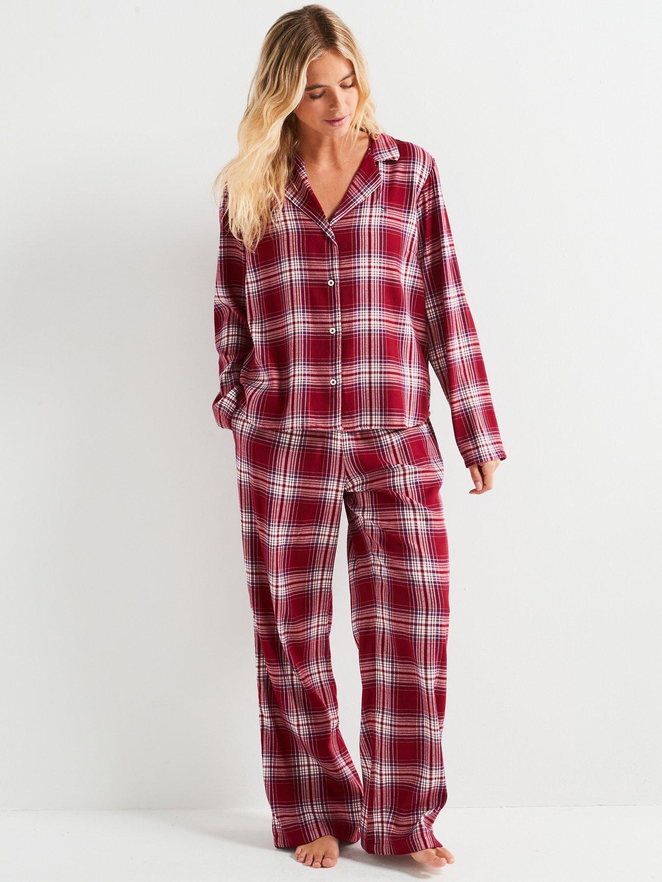 undefined Long Sleeve Flannel Pyjama Set - Red
