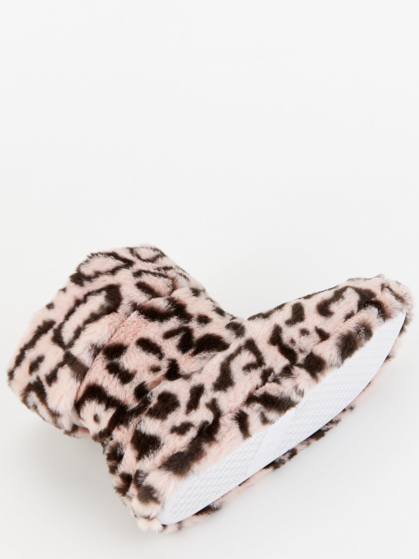  image of everyday-leopard-slipper-boot-with-poms-pinkblack