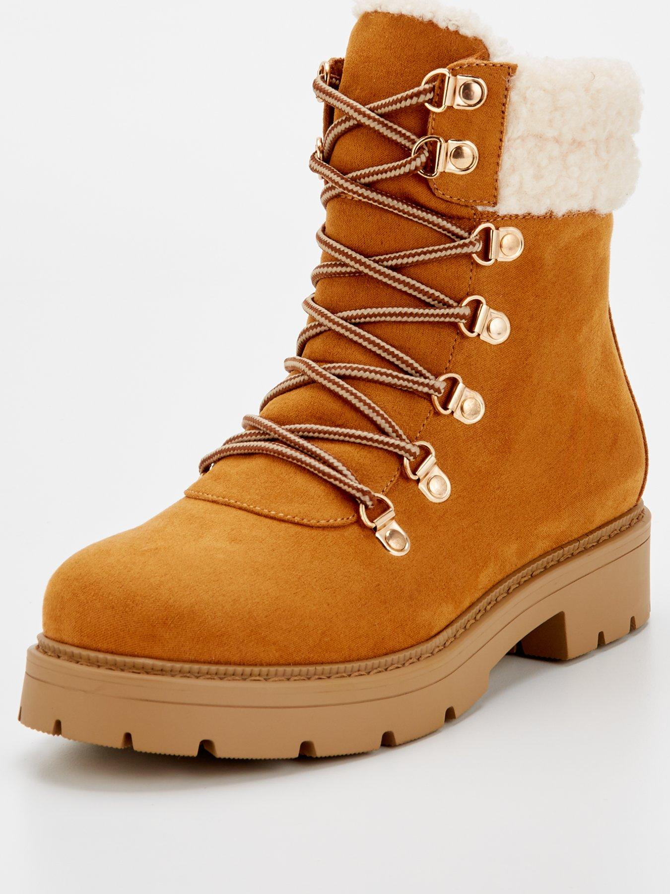 image of everyday-extra-wide-fit-tan-ankle-hiker-boot-brown