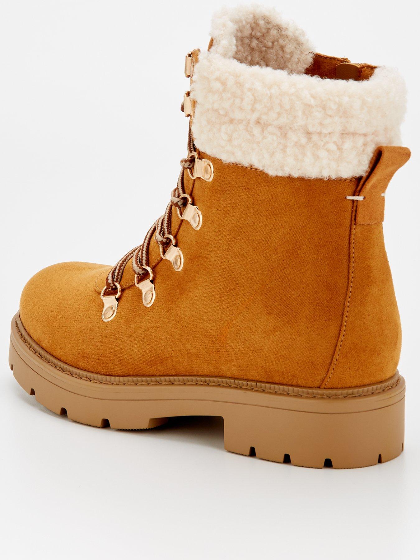  image of everyday-extra-wide-fit-tan-ankle-hiker-boot-brown