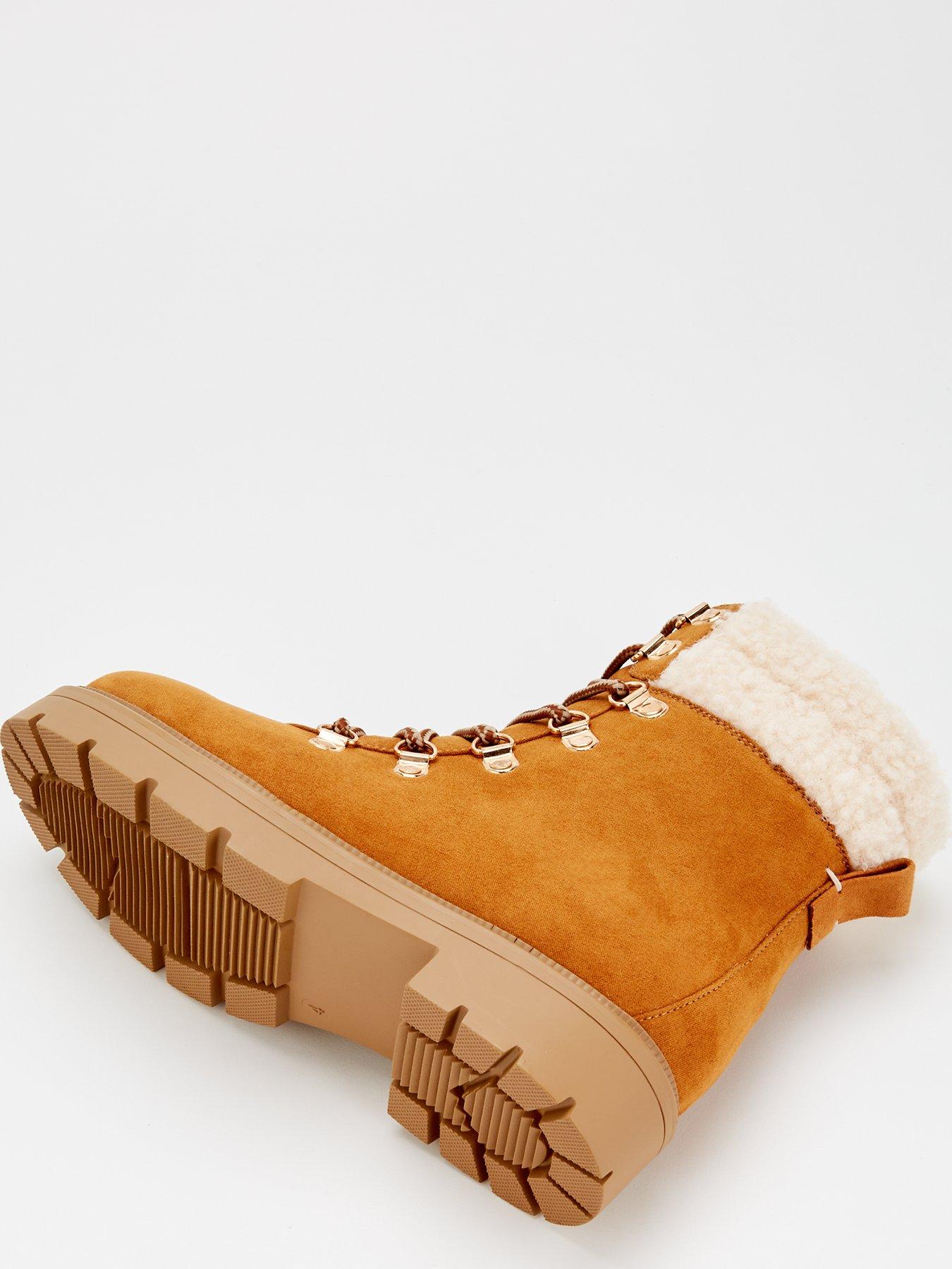  image of everyday-extra-wide-fit-tan-ankle-hiker-boot-brown