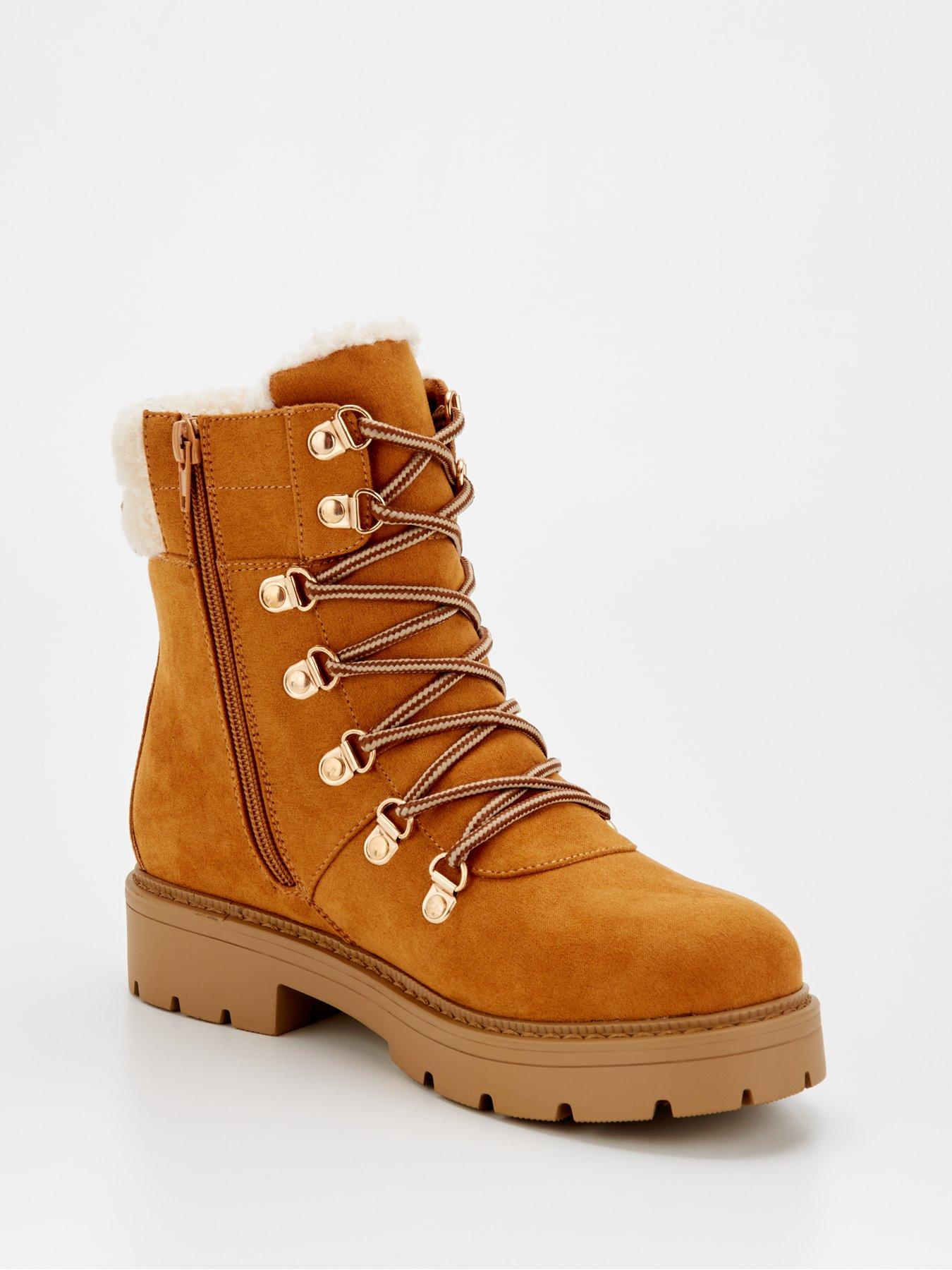  image of everyday-extra-wide-fit-tan-ankle-hiker-boot-brown