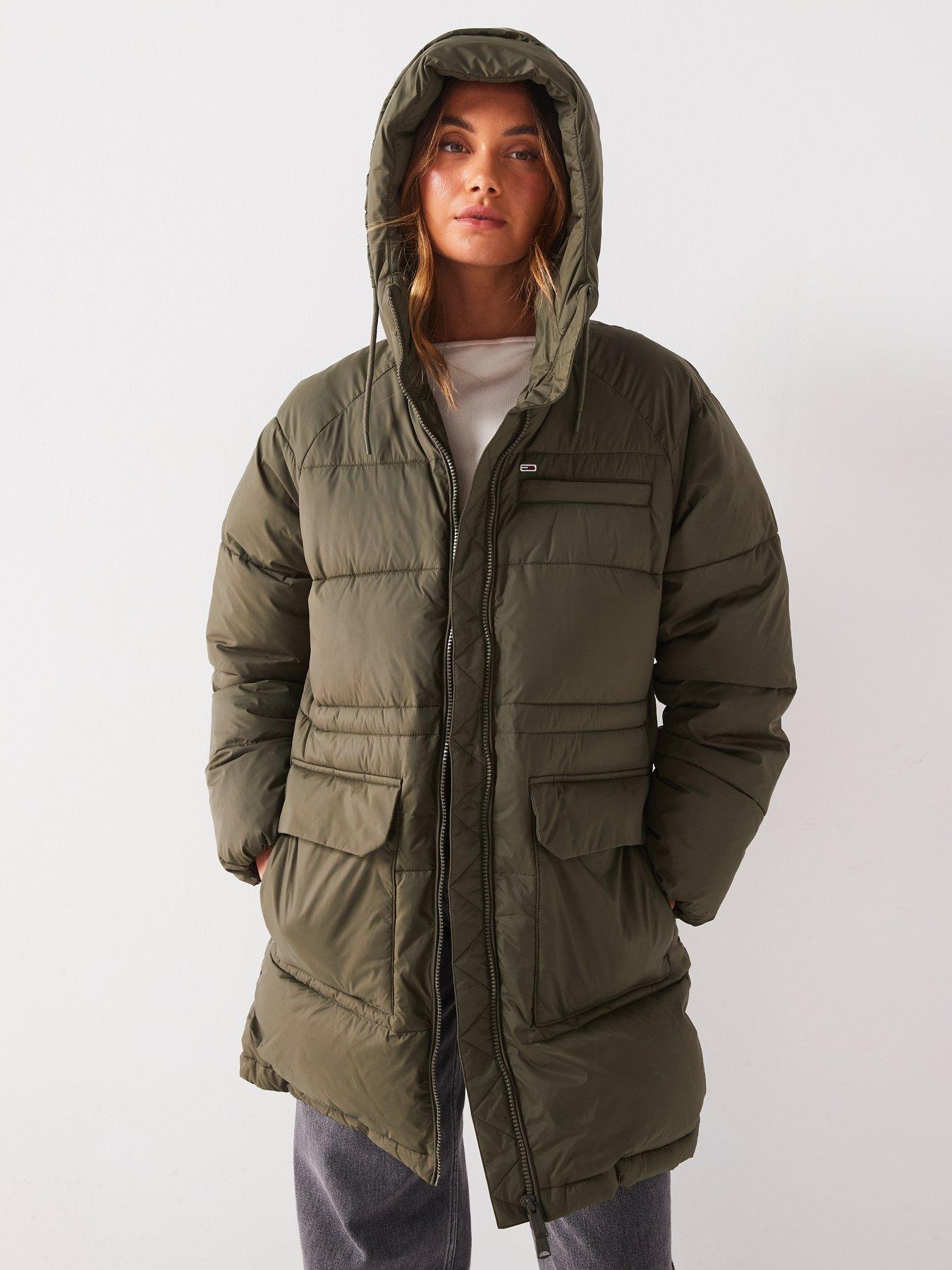  image of tommy-jeans-aspen-mid-length-padded-jacket-green