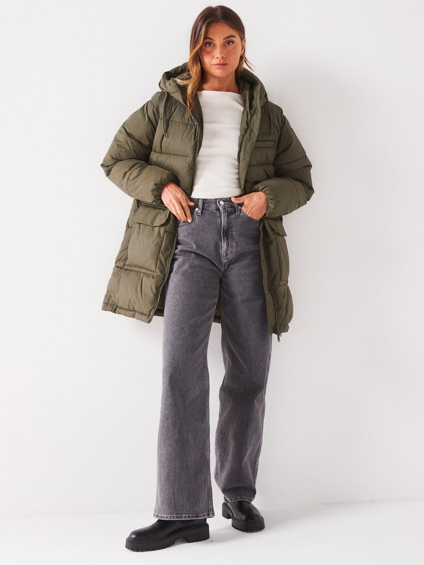  image of tommy-jeans-aspen-mid-length-padded-jacket-green