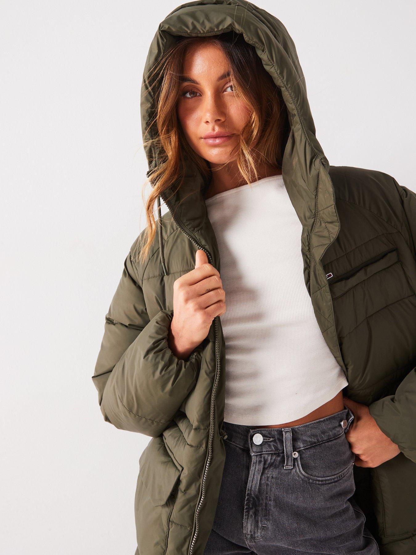  image of tommy-jeans-aspen-mid-length-padded-jacket-green