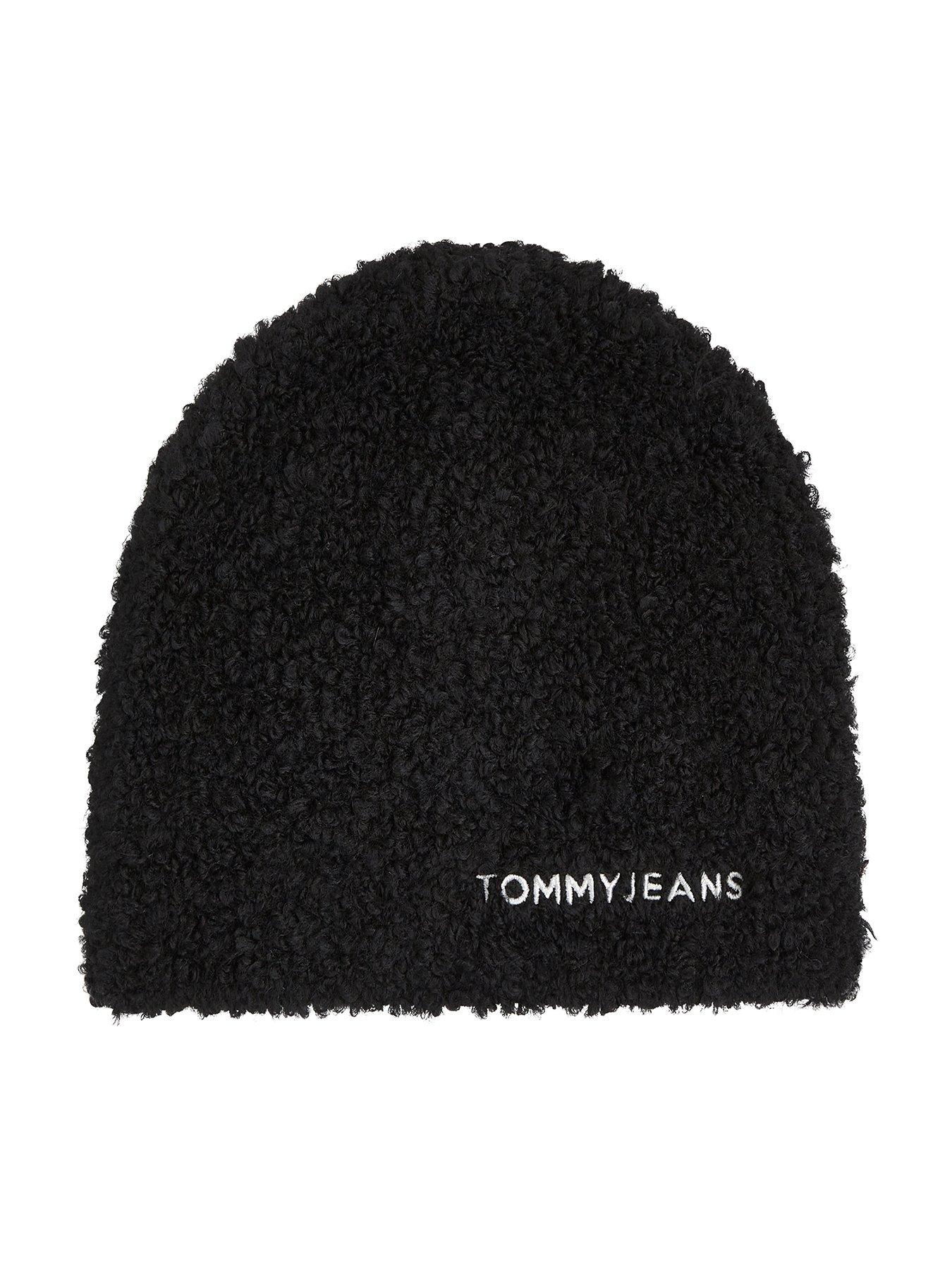 Tommy Jeans Logo Teddy Beanie Hat - Black | Littlewoods