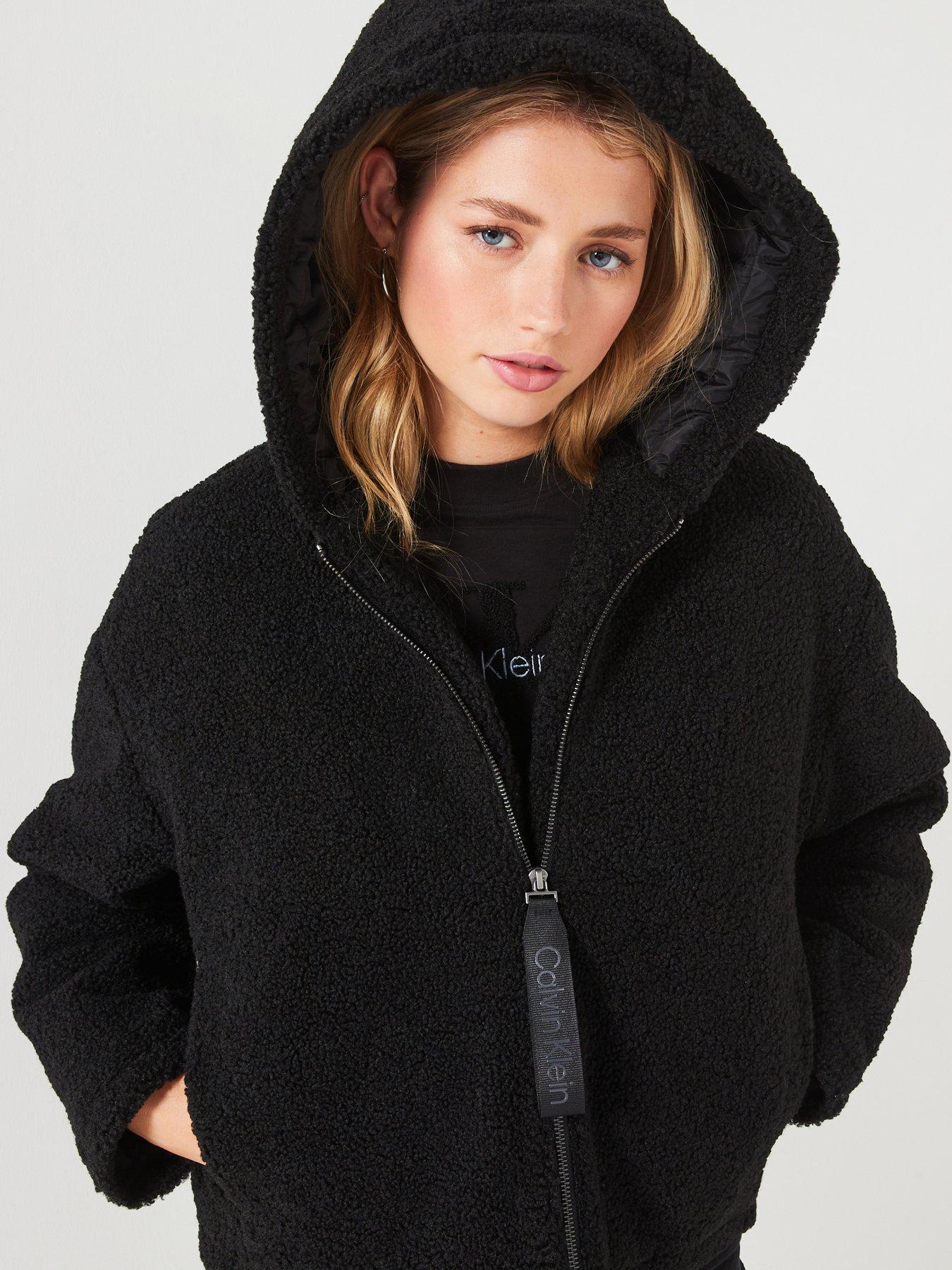 Calvin Klein Jeans Sherpa Zip Through Hoodie Black littlewoods