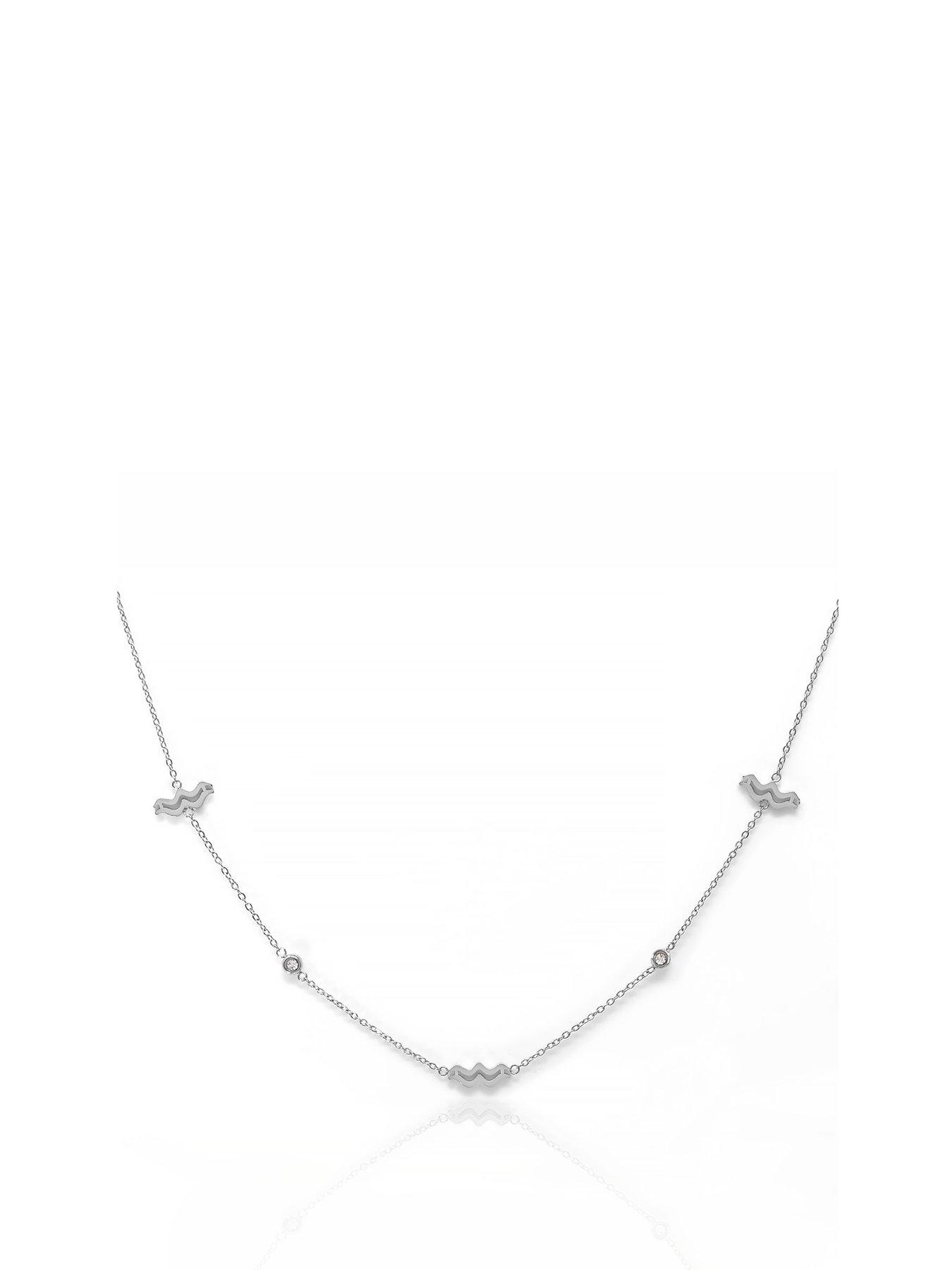 undefined Silver Zodiac Necklace With CZ Stones