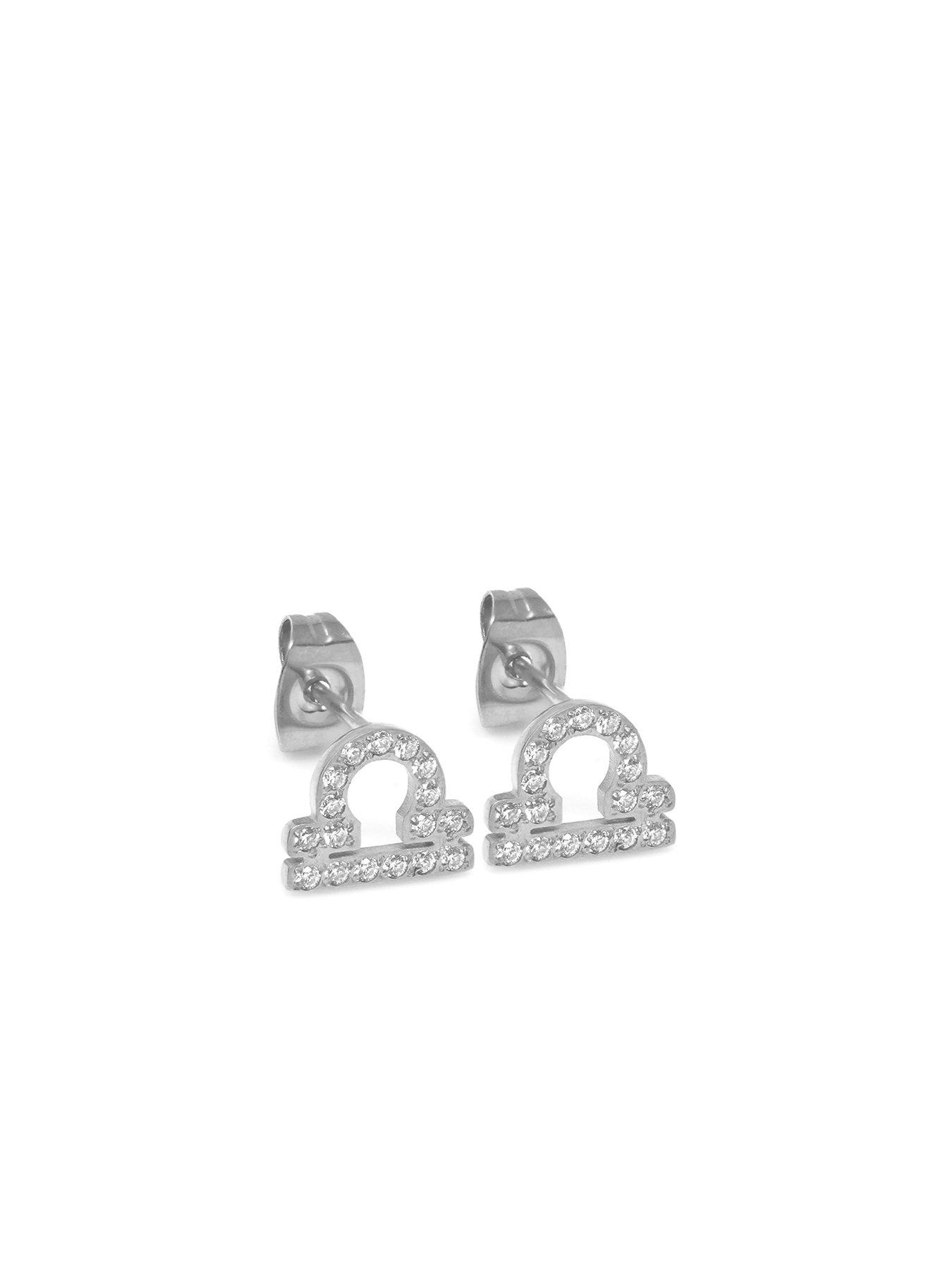 undefined Silver Zodiac Earrings With CZ Stones