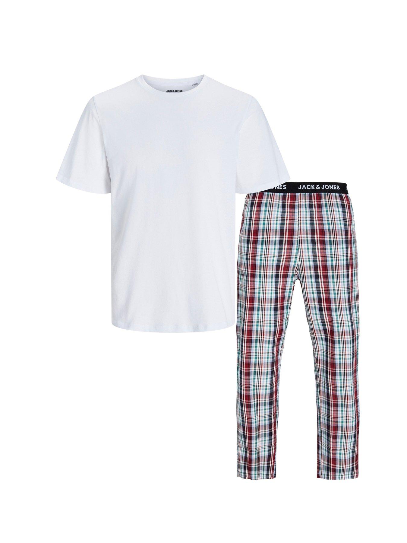 Jack & Jones T-Shirt And Check Pants Pyjama Set - Multi