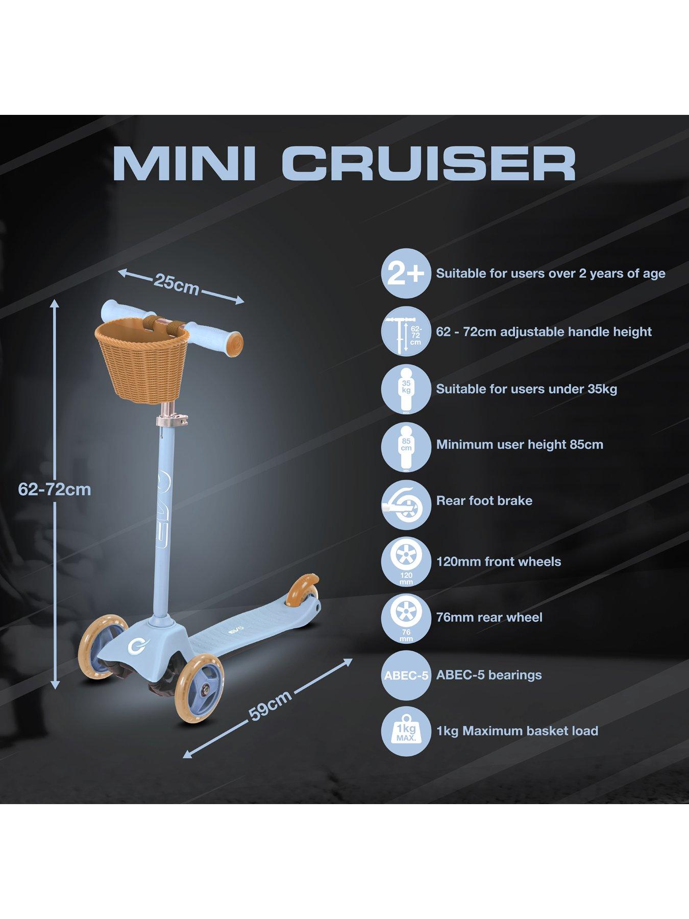 Image 6 of 6 of EVO Mini Cruiser Tri-Scooter with Basket - Sky Blue