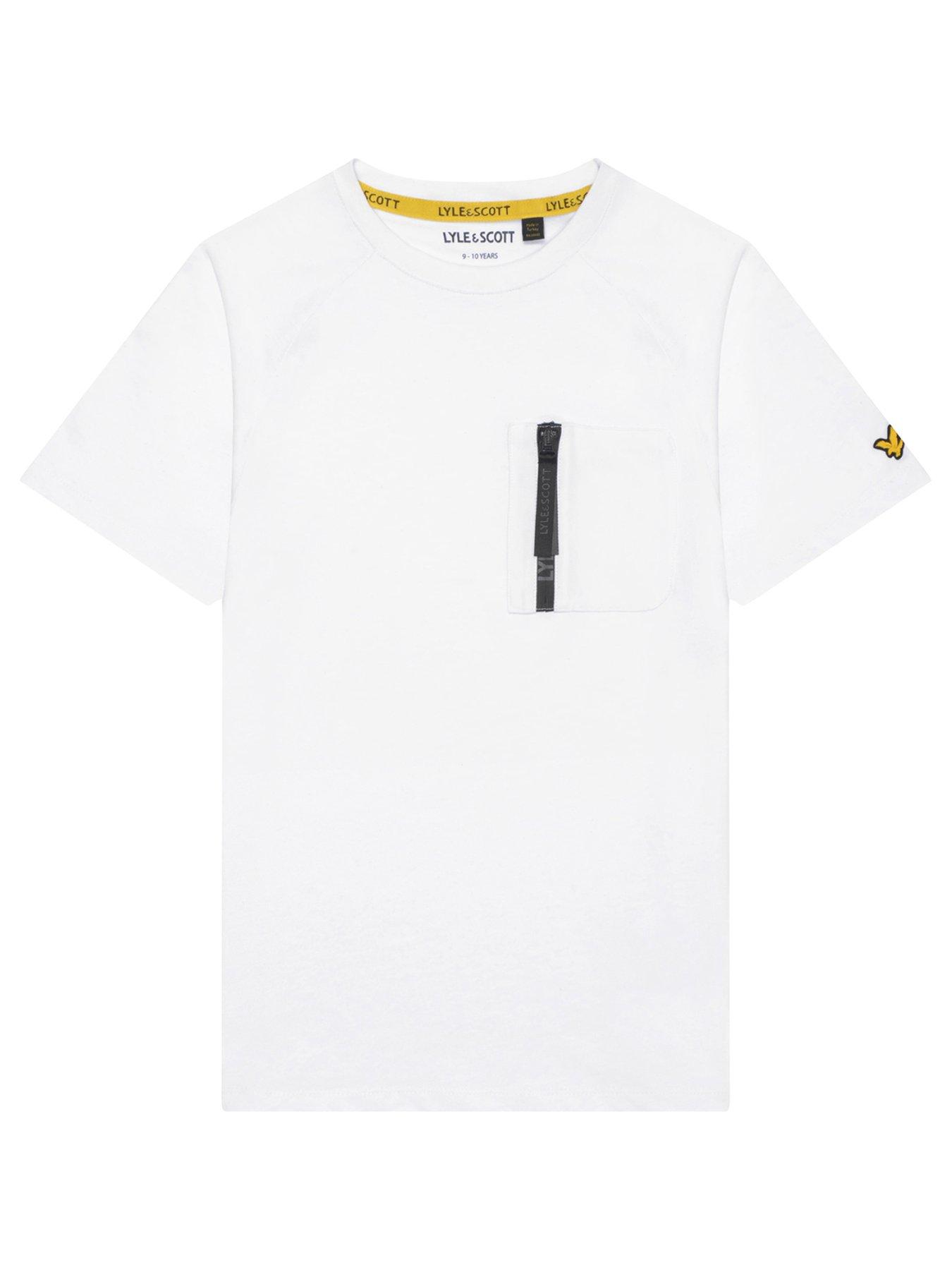 undefined Boys Branded Zip Pocket T-shirt - White